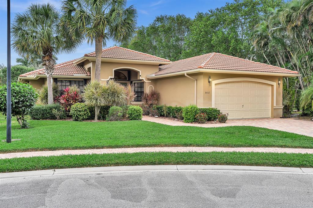 Beautiful Firenze model in Boynton's manned-gated community of Tivoli Reserve. This rarely available & popular model features a true 3/3 plus den triple-split floor plan & is situated on one of the communities private cul-de-sac lots. The oversized lot is unique in it's close proximity to the communities racquet sports facility & clubhouse. Other features include a chefs kitchen with large eat-in dining area & breakfast bar.  The expansive master suite includes two walk-in closets with an enormous bathroom that's highlighted by a soaking tub, separate shower and his/hers vanities/sinks.  A bright & voluminous Great Room opens to a covered and screened brick paver patio that's perfect for entertaining. A/C replaced in 2022. Complete accordion shutter storm protection. Offered furnished.