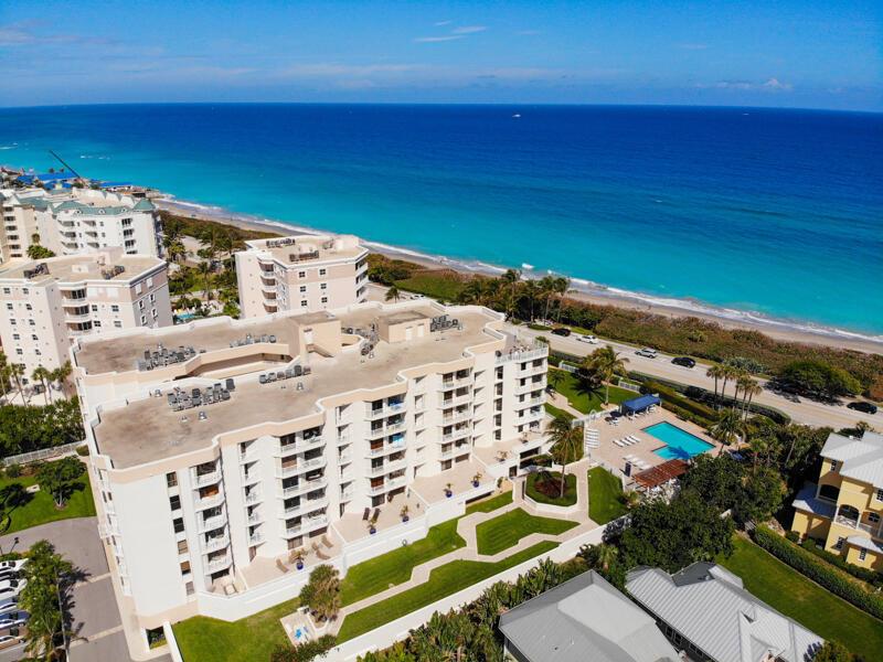 Beautifully renovated three bedroom Jupiter Oceanfront condo. Features include complete hurricane impact windows, modern European cabinetry, high end appliances, quarzite countertops, and luxury designer finishes all combine to create a stunning one of a kind living space. Ocean views from the Living and master bedroom, and gorgeous sunset views from the kitchen/ dining and guest bedrooms. The Corinthians amenities include a courtyard atrium entrance, heated resort style pool, two fitness rooms with showers and sauna, library, club and billiards rooms Fabulous location with miles of beaches, world-class golf and boating, shopping, and some of the top rated restaurants close by.  20 minutes from PBI.