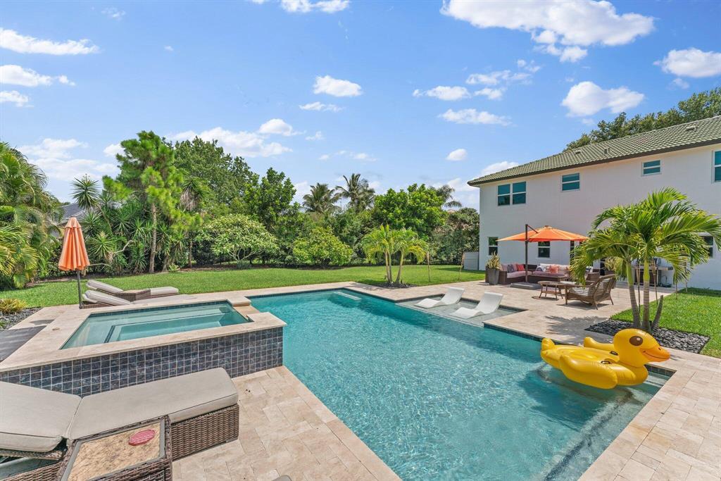 Looking for an oversize yard in one of the best communities in Jupiter?This Egret Landing home sits on 1/3 of an acre, at the end of a peaceful cul-de-sac.5 bedrooms, 3 bathrooms and an office. salt water, heated Pool, spa and sun shelf.Impact windows and new roof on order.Master & guest bathrooms updated in 2022. HOA includes high speed internet and TV.