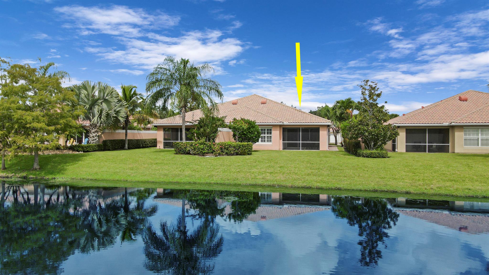 Come see this turnkey 2-bedroom 2 bath lakefront Capri Villa. This popular model located in the Lakes of Tradition is centrally located to all that Tradition has to offer. Close to shopping, banking, the new Cleveland Clinic Hospital, restaurants, dog park, and downtown area, all within a mile or two of this community. The Lakes offers residents a full menu of amenities within the community such as swimming pools, club house, community room, gym, tennis, pickleball and more. This lovely well-appointed villa offers two spacious bedrooms with two full bathrooms, living room, dining area, den, kitchen, interior laundry room and spacious screened patio with lake views.