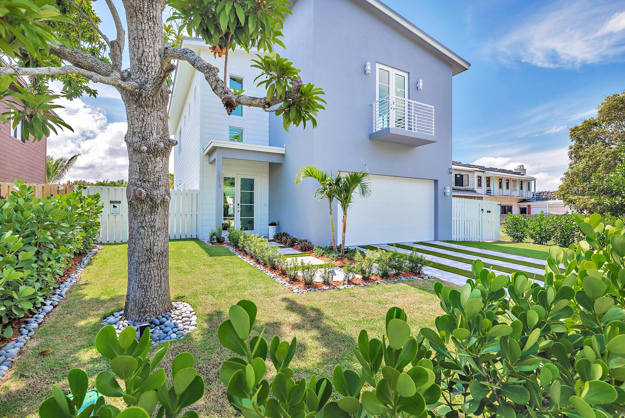 Elevated living and a unique investor opportunity in sizzling Lake Worth Beach. Golf around the block and bike to the beach. This rare, newly constructed 4 bedroom, office, 3 1/2 bath home with a salt water pool is simply the best in -town residence. Built in 2022, the owners have added countless upgrades including a Pneumatic elevator that goes up to the office. Glimpse of the Intracoastal. Open floor plan, Chef's kitchen, dining area and living room. Sunrise (water view) and sunset balconies. Custom window treatments and black out shades. Extensive landscaping, over 100 plants, Zoysia grass and turf. Paver extension in lovely backyard. Upgraded garage door, metallic epoxy resin floor, and EV charger. Exquisite lighting. WIFI enabled switches. Gas stove. Home is fully automated.