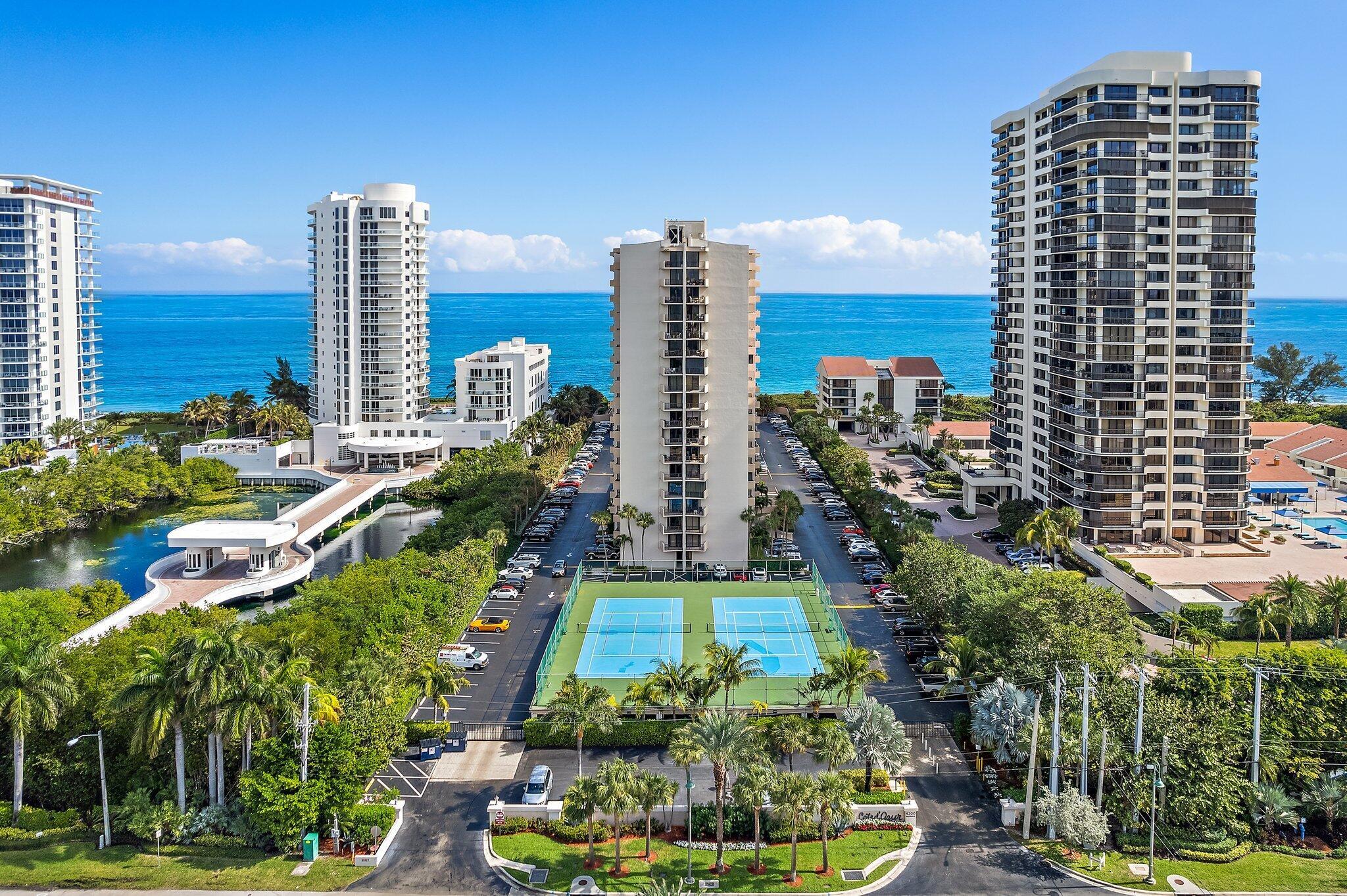 BEST VALUE on the BEACH!  Wake up to turquoise Ocean views!   Enjoy Breathtaking sunrises and Serene Sunsets from this 17th floor residence in the coveted Cote D'Azur. This bright + airy split bedroom floor plan lives like a house!  Offering the finest Intracoastal views on Singer Island, this spacious two bedroom condo features newer Impact sliding doors, expansive balconies, a large private laundry and great storage.  Cote D'Azur is a gated resort community offering a heated pool, private beach access, tennis + pickle ball courts and an exercise room.  The prime location offers easy access to PGA and Blue Heron Blvds. Just minutes from world class shopping, dining, golf and cultural venues.  15 minutes to Palm Beach Island and 20 min to Palm Beach Int'l airport.   Truly a spectacular fin