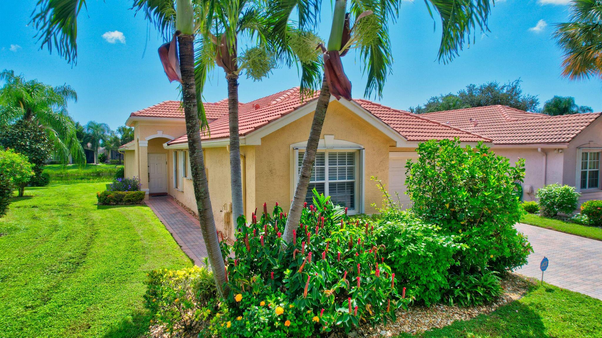 BEAUTIFUL MAJESTIC MODEL WITH LAKE VIEWS, ACCORDION SHUTTERS, A/C 2019.  OPEN FLOOR PLAN FROM LIVING ROOM TO DINING ROOM TO KITCHEN. CLEAN, SLEEK DECOR. LIVING ROOM HAS RECESSED LIGHTS, SLIDER DOORS WHICH OPEN TO LANAI WITH TRANQUIL WATER VIEWS. DINING ROOM HAS CATHEDRAL CEILING & DOMED TRANSOM WINDOW WHICH BRINGS IN TONS OF NATURAL LIGHT. KITCHEN UPDATED IN 2017 WITH NEWER CABINETS, GRANITE COUNTERS WITH GLASS BACKSPLASH, STAINLESS STEEL APPLIANCES & RECESSED LIGHTING. DEEP PANTRY FOR GREAT STORAGE & GLASS CABINET.PRIMARY BEDROOM HAS SPECTACULAR LAKE VIEWS, WALK IN FITTED CLOSET & TRAY CEILING. PRIMARY BATH HAS NEWER GRANITE COUNTER TOPS, CUSTOM LIGHTING, RENOVATED SHOWER, ROMAN SOAKING TUB, WATER CLOSET, DUAL SINKS & RECESSED LIGHTING. TWO GUEST BEDROOMS W/ CLOSETS AND GARDEN VIEWS EXPANDED SCREENED IN LANAI HAS HIGH COVERED PATIO FACING EAST FOR EARLY MORNING SUN AND SHADY AFTERNOONS.
ACCORDION SHUTTERS THROUGHOUT. AC 2019 AND HWH 2017. FRONT DOOR HAS PHANTOM SCREEN FOR FRESH AIR ON COOLER DAYS. 
VALENCIA FALLS IS AN ACTIVE 55+ COMMUNITY WITH CLUBS AND ACTIVITIES, CLUBHOUSE, POOL, CAFE, SHOWS, SPORTS, CARDS AND LECTURE GROUPS. COME LIVE THE VALENCIA LIFESTYLE.
ALL MEASUREMENTS DEEMED ACCURATE AND SHOULD BE INDEPENDENTLY VERIFIED.