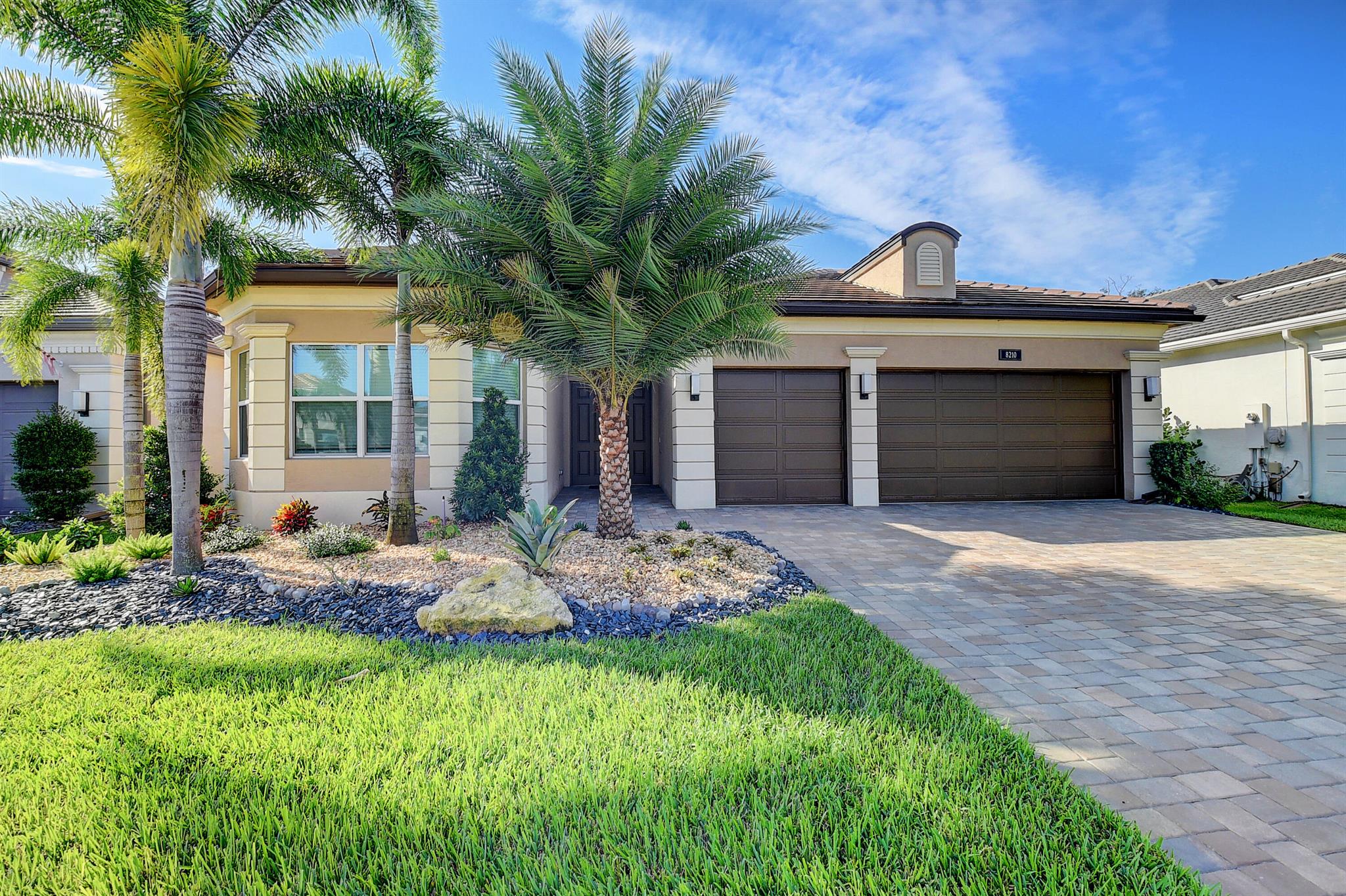 TRANSFER OF LOVE~Welcome to your 55+ home in Valencia Bay located in Boynton Beach. This is a beautiful 3 bedroom 3.5 bath home with a Den/Office/Studio perfect for work or creative endeavors. The kitchen features beautiful stainless steel appliances throughout, quartz counter tops and impact windows for hurricane/storm protection. The primary bedroom features trey ceilings with two walk in closets and a bathroom with dual sinks, separate shower & tub. Don't miss out on the community as it offers an incredible lifestyle with an abundance of amenities to include a Billiards, Bocce Ball, Theater, Cafe/Restaurant, Clubhouse, Fitness Center, Manager on Site, Pickle ball, Pool, Spa w/ hot tub and Tennis. Cable, internet and exterior lawn care are all included. $2,120 1 time CapitalContribution