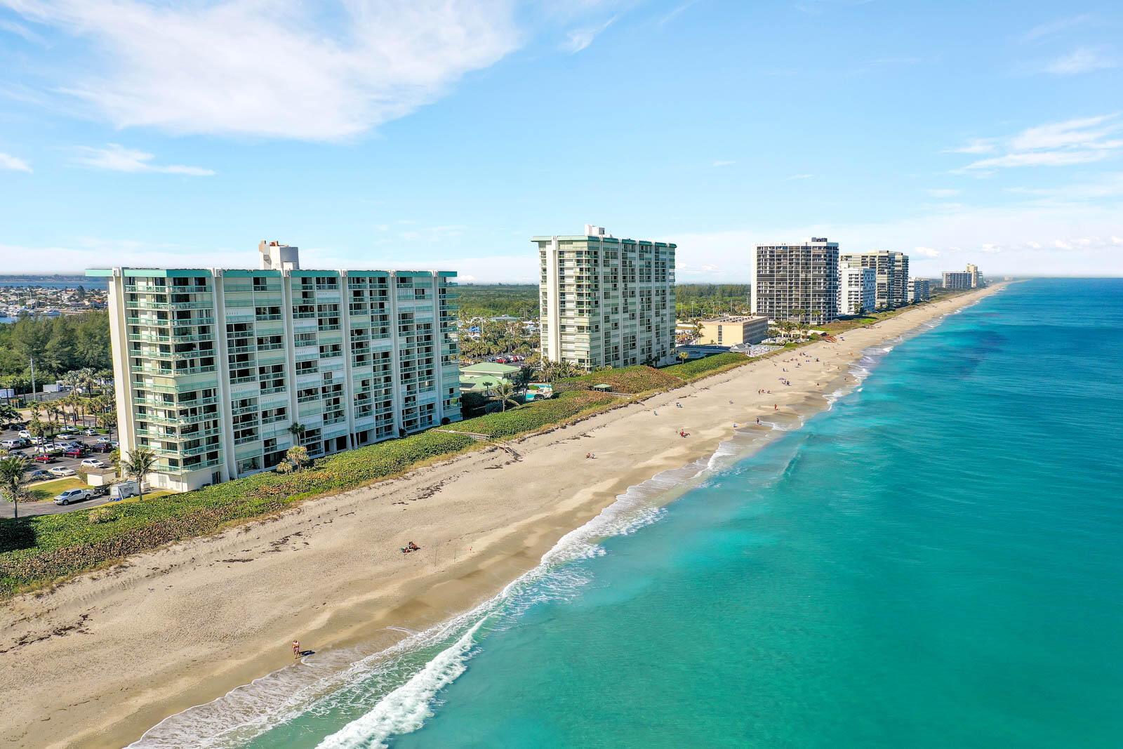 Completely renovated in DECEMBER 2019. Full Ocean and Intracoastal views from this 12th floor 2BR, 2 bath. PENTHOUSE CONDO. This condo has it all !!! NEW IMPACT SLIDERS 2023,textured ceilings, 24 inch porcelain tile throughout, white raised panel cabinets in kitchen with soft touch close, Quartzite counters, glass tile backsplash, stainless steel appliances, bathrooms with Cambria countertops, new hot water heater and HVAC 2019, new hurricane shutters 2019, walk-in closets and FULLY FURNISHED . Community amenities include a clubhouse, social room, heated pool, tennis, shuffleboard, RV/Boat Parking, billiards and a dune walk to the beach. -1 pet under 20lbs and 3 month minimum rentals allowed.