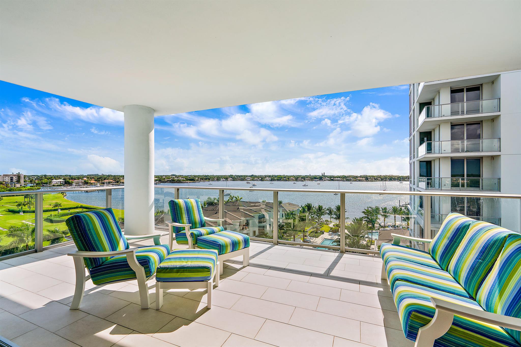 Spectacular Intracoastal & Ocean Views! 7th floor furnished unit w/ beautiful water views to enjoy both the sunrise and sunset from one of your 2 oversized covered terraces. 3 bedrooms plus den/office with 4 full baths, Quartz countertops in kitchen, porcelain flooring throughout, private foyer entry and plenty of light with floor to ceiling windows in every room, complete impact glass and electric shades in every room. Water Club of North Palm Beach is a luxury intracoastal community w/ 24 hour concierge, garage parking for 2 cars, modern fitness center, including a Pilates/Yoga studio, lap pool and waterfront resort-style pool, hot tub, saunas and an outdoor fire pit. Located just minutes from the best beaches, fantastic restaurants & shopping. Available with 180 day lease.