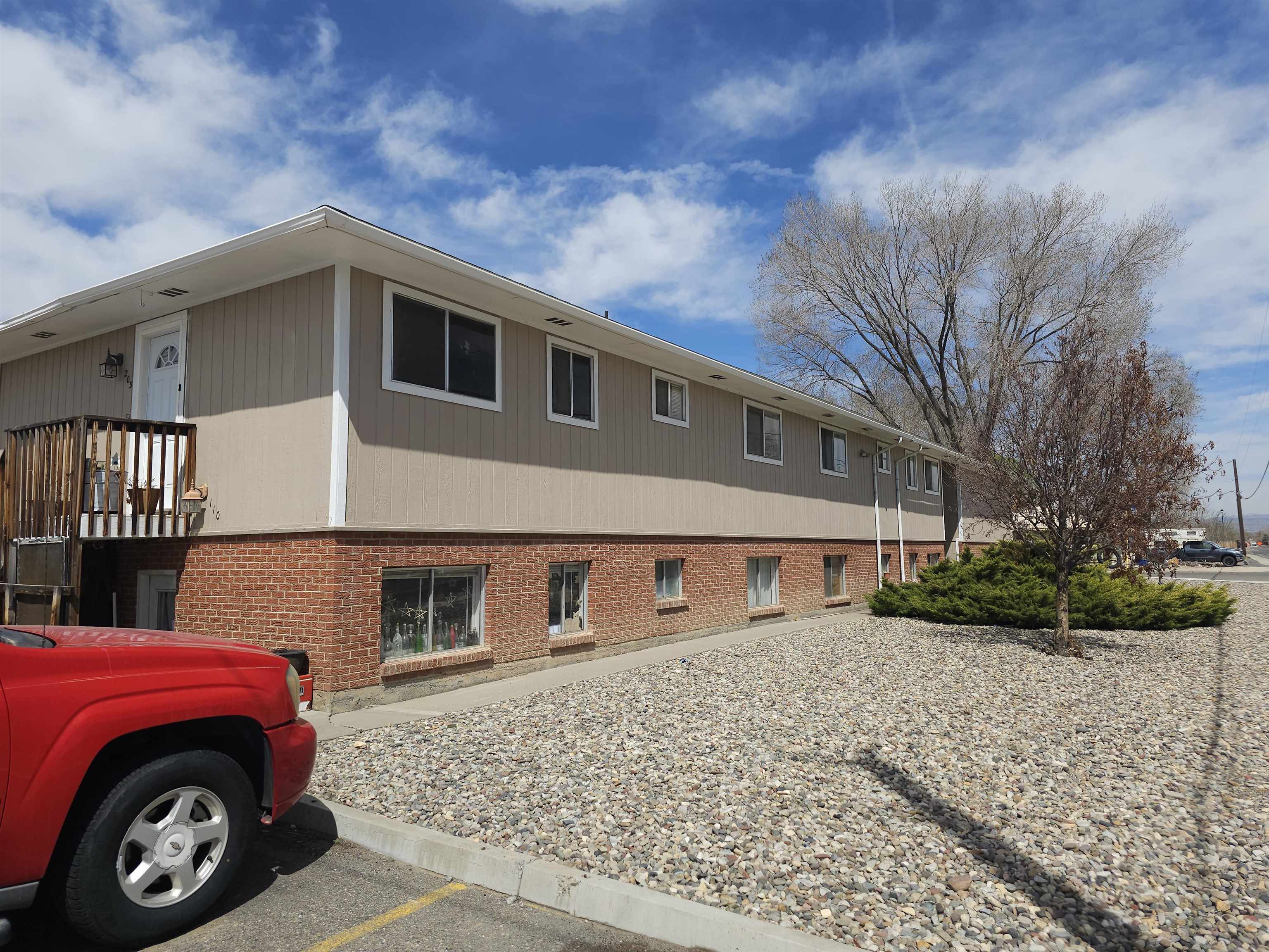 Opportunity knocks for you to own a 15 unit investment property in a GREAT Fruita CO location.  A property showing pride of ownership and commitments to improvements.  Unique floor plan with 7 - 2 story units &  8- level units. All units have a second entrance facing or onto the courtyard. 2 coin op laundry rooms. 3 mechanical rooms.  5 carports & off street parking, 30 total parking spaces.  New roof ,exterior paint and coolers.  Upgraded boiler & new hot water heater. $50 utility fee is included in some rents.  24 hour notice to tenants please. All units will be accessible during the inspection once an offer is fully executed. A Non-Disclosure Agreement is available for your signature so I can release financials to you.