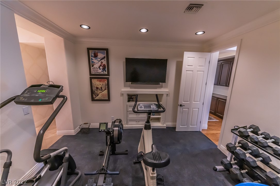 Owner's suite has it's own gym adjacent to main bathroom.