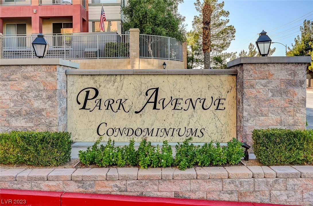 This is the condo you have been waiting for! Welcome to resort style living. Located in the remarkable guard gated Park Ave Community. This 2-bedroom, 2-bathroom condo w/spacious floor plan ,natural light and high ceilings has a lot to offer. New carpet, new vinyl plank flooring, select rooms freshly painted, new faux wood blinds, ceiling fans, balcony with entry from family, granite counters, ceiling fans, primary bedroom w/ walk in closet, large covered balcony, conveniently located to the back building entrance, underground garage parking, guard gated complex w/Pools/Spa/Exercise Room/ Tennis courts. Conveniently located to Southpoint Casino, Allegiant Stadium & South Las Vegas Blvd.