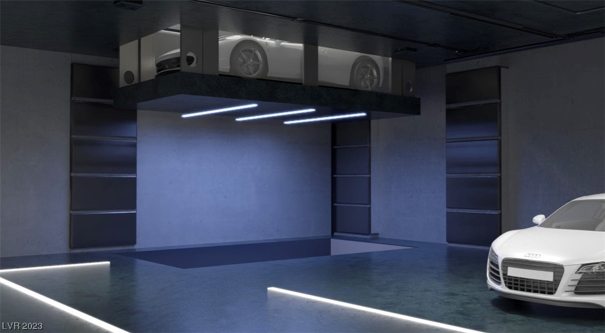 car elevator entering basement level- virtual staging