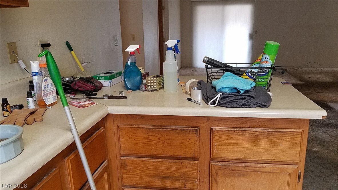 Kitchen counter to right of Gas Stove