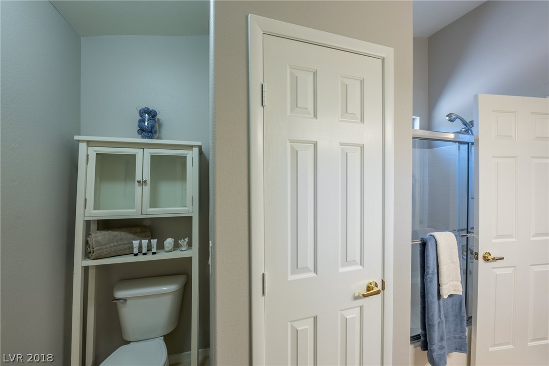 Large linen closet + storage space over the toilet area for all your bath & linen needs.