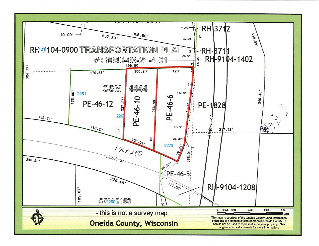 Prime corner lot location with light at intersection of State Hwy 17 and Lincoln Street in Rhinelander. Your Future business could go here on these 2 parcels with combined acreage of 1.29 acres. This parcel is zoned general use with 190 feet of frontage on Lincoln St and 250 feet on Hwy 17. Easy annexation to the city for sewer and water improvements. Buyer to verify acreage and zoning.