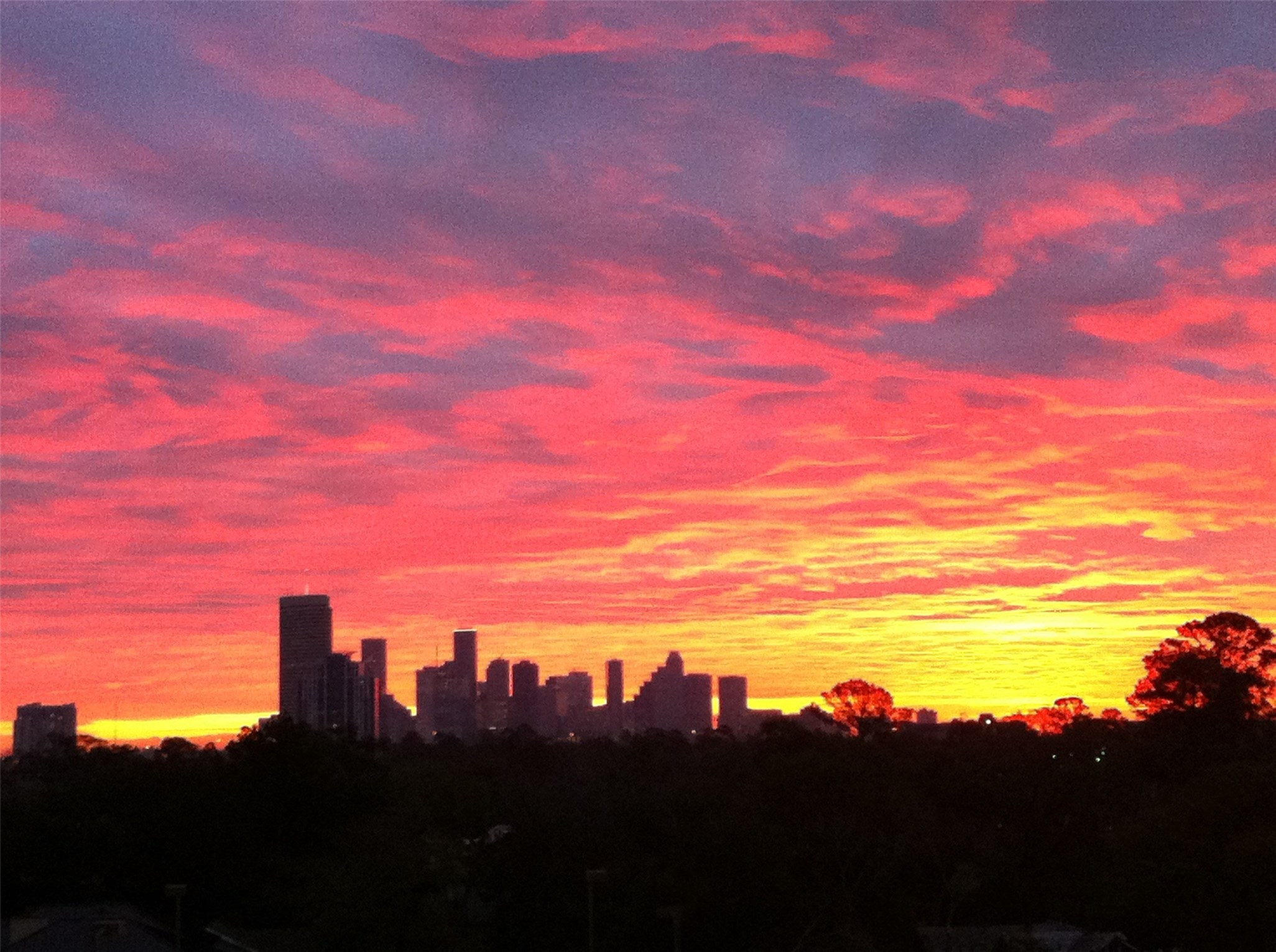 Enjoy sunrises over downtown Houston from the balcony, bedroom or living area.