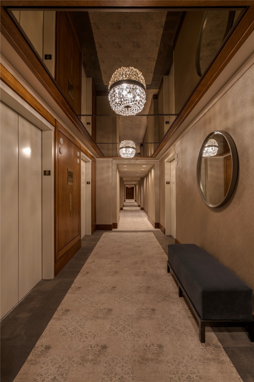 Recently renovated private corridors continue the elegant atmosphere that is associated with Bayou Bend.