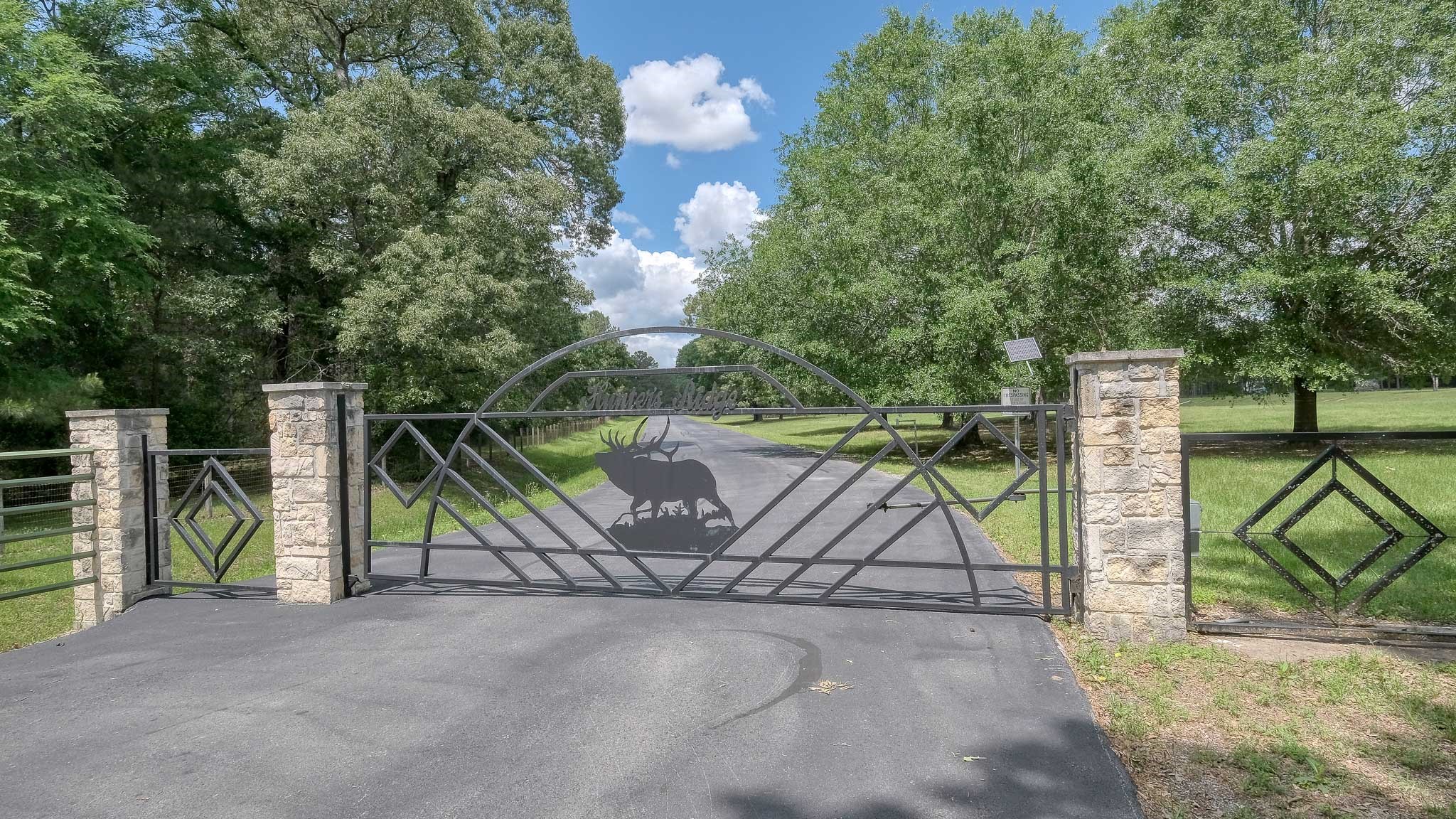 Gated entrance to private subdivision.