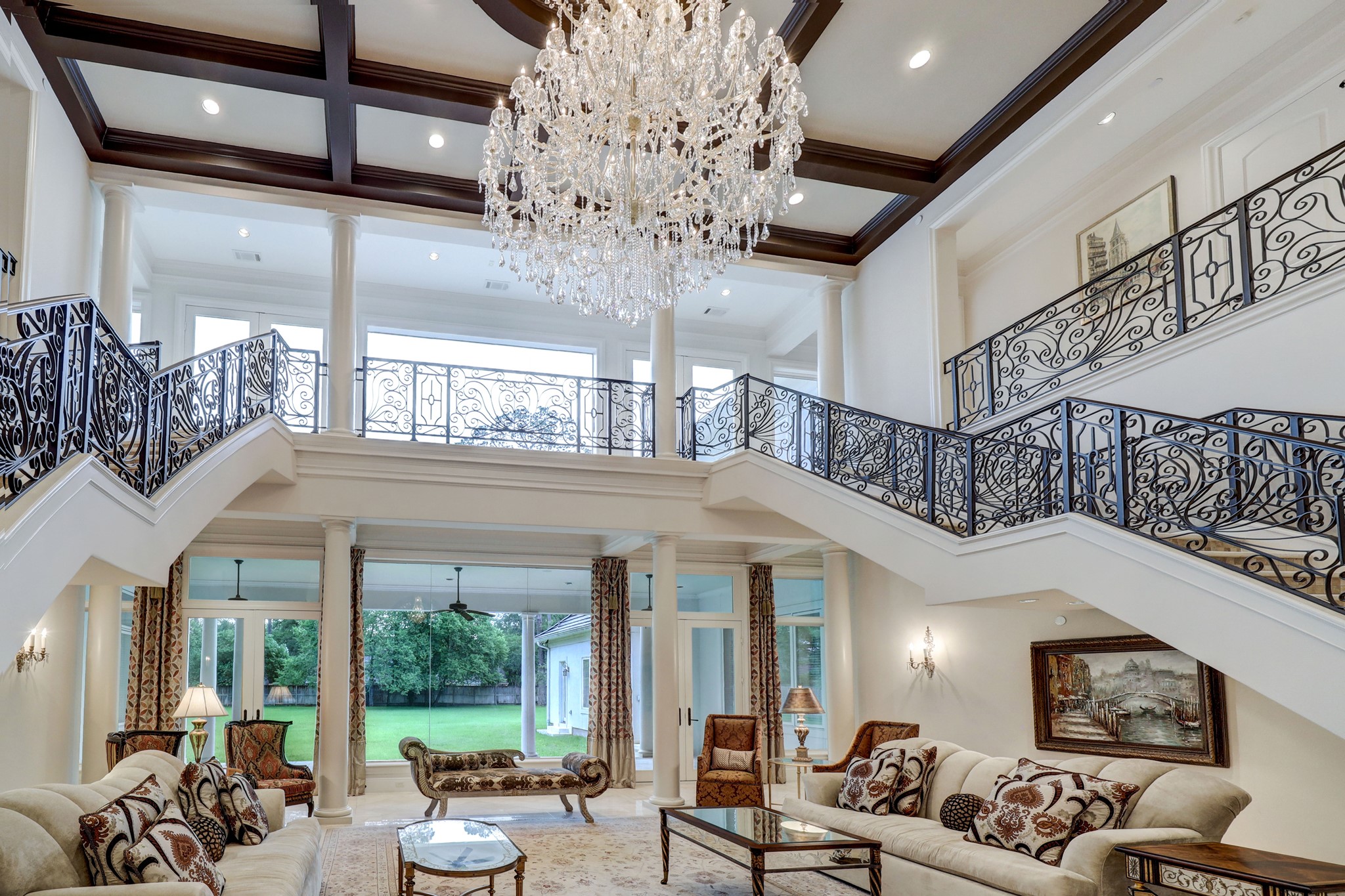 Another view of the stunning two-story living room.