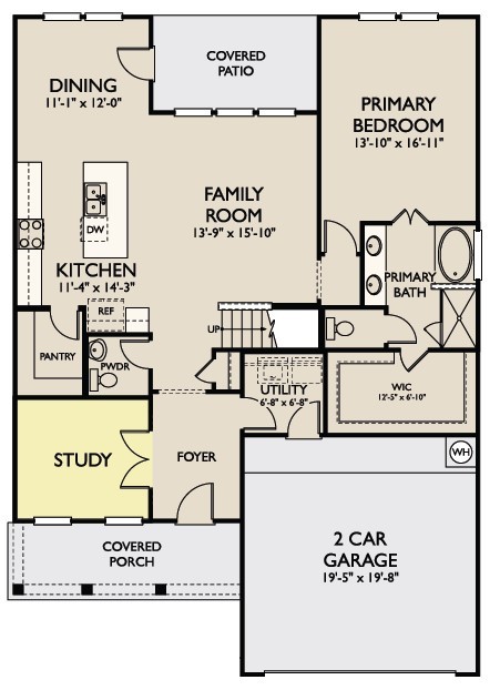 The Katy floor plan features 4 bedrooms, 3 full baths, 1 half bath, an attached 2 car garage and over 2,400 square feet of living space.