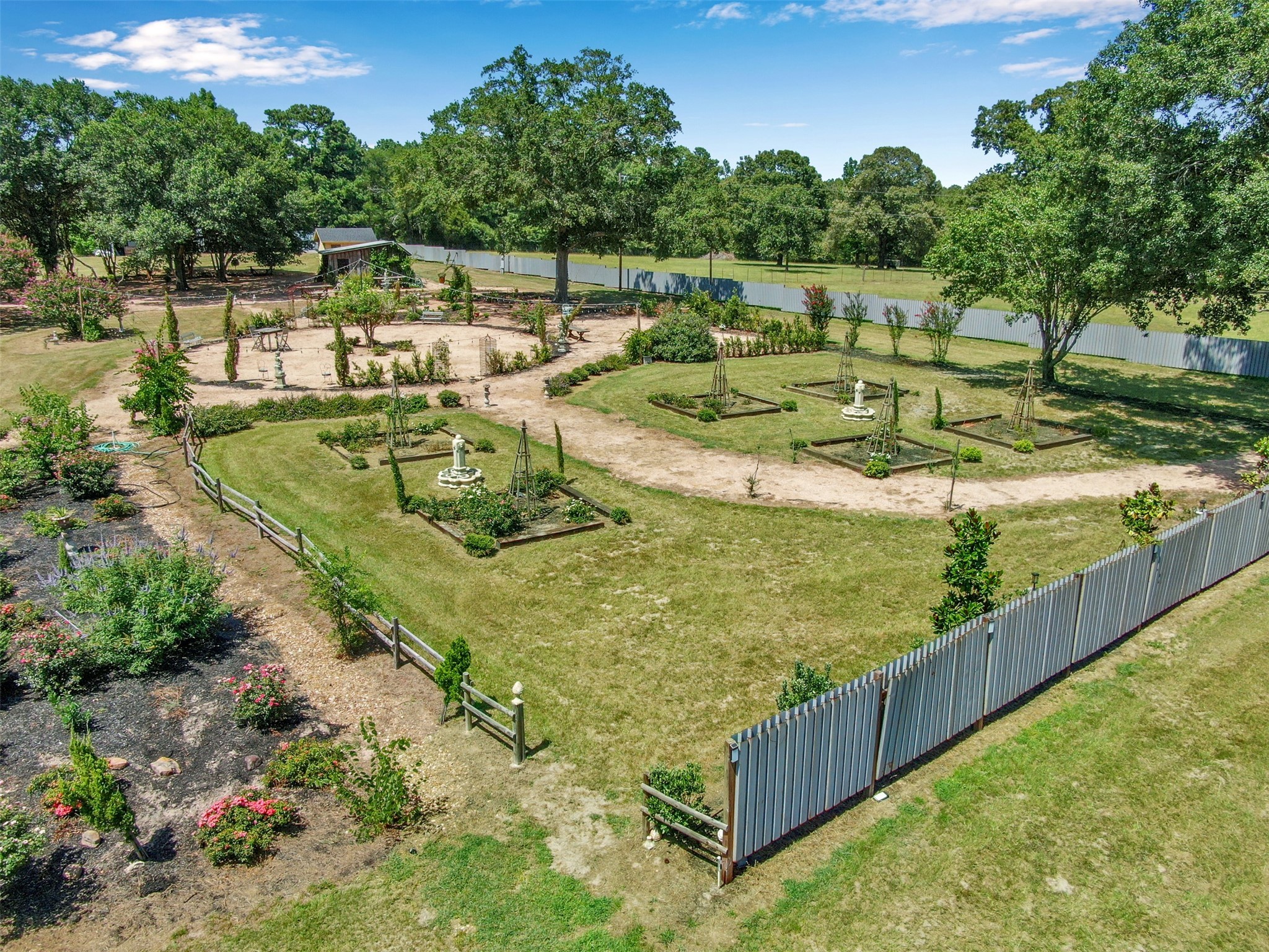 Aerial of the garden off the reception building