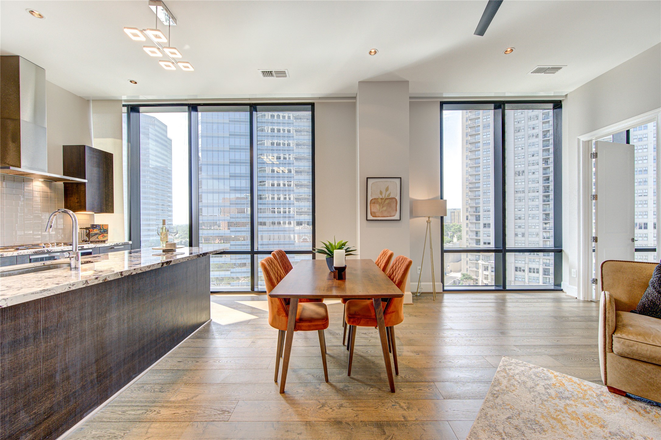 The open floorplan is designed for today's modern lifestyle and this unit offers spectacular views of the city.