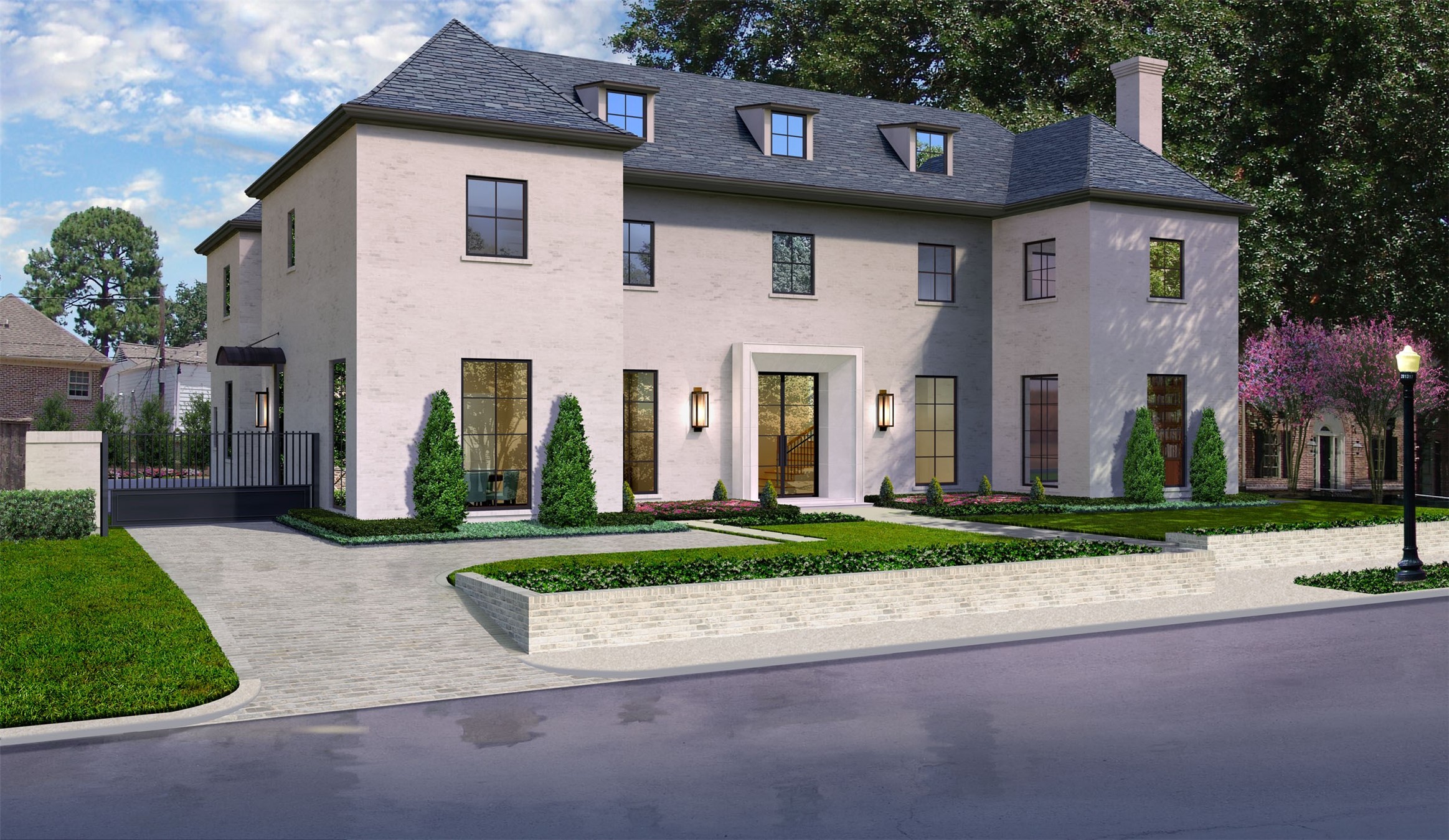 Front Elevation Rendering without existing trees.