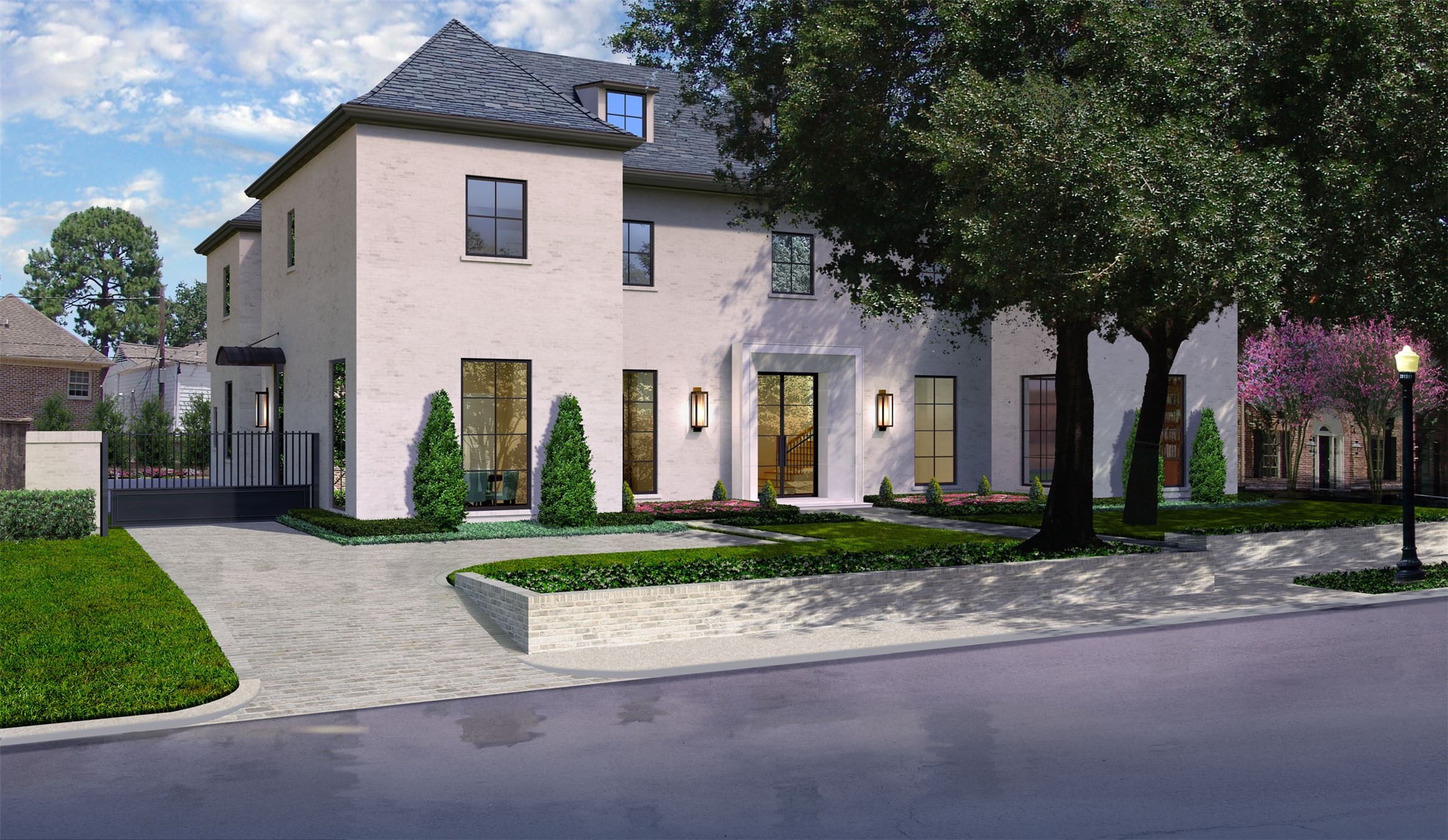 Front Elevation Rendering with existing trees.