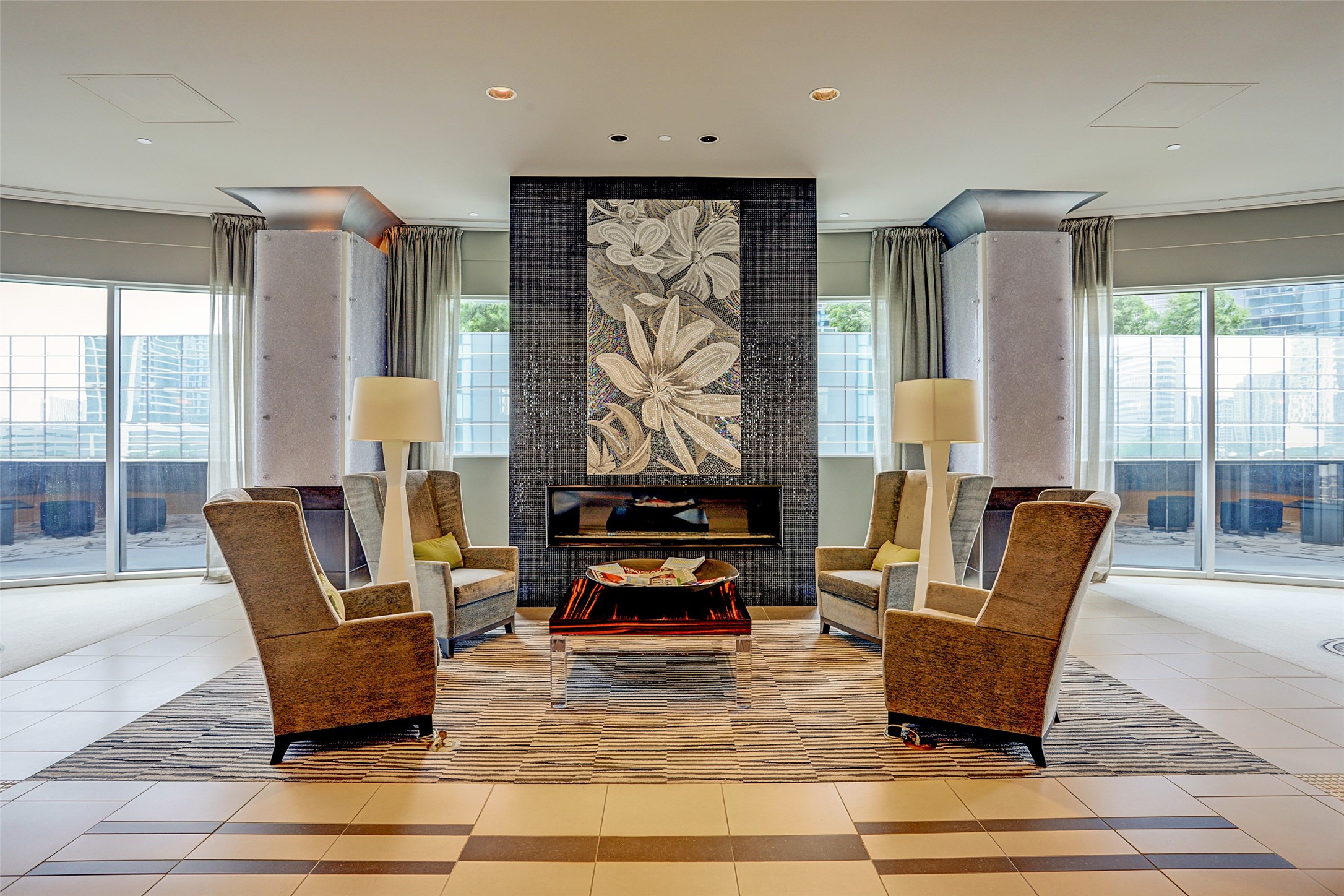 This gorgeous seating area is located behind the concierge's desk located on the 7th floor in the Sky Lobby.