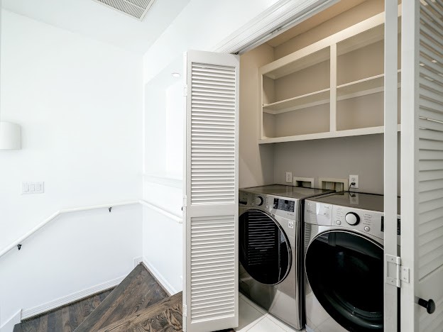 Laundry closet located on the 3rd floor.  Washer and dryer included.
