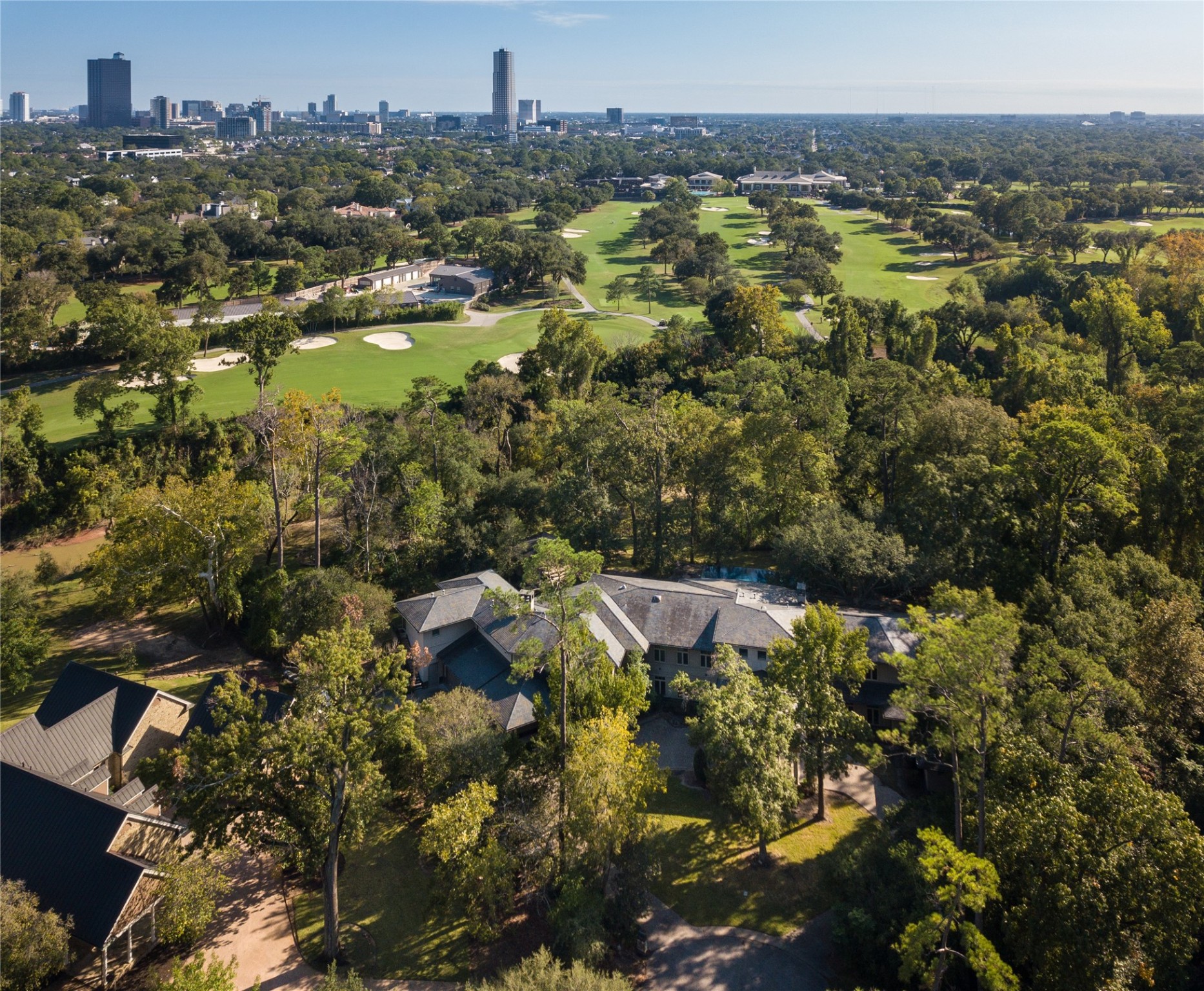 The 17th Hole of Houston Country Club's golf course is directly across the bayou.