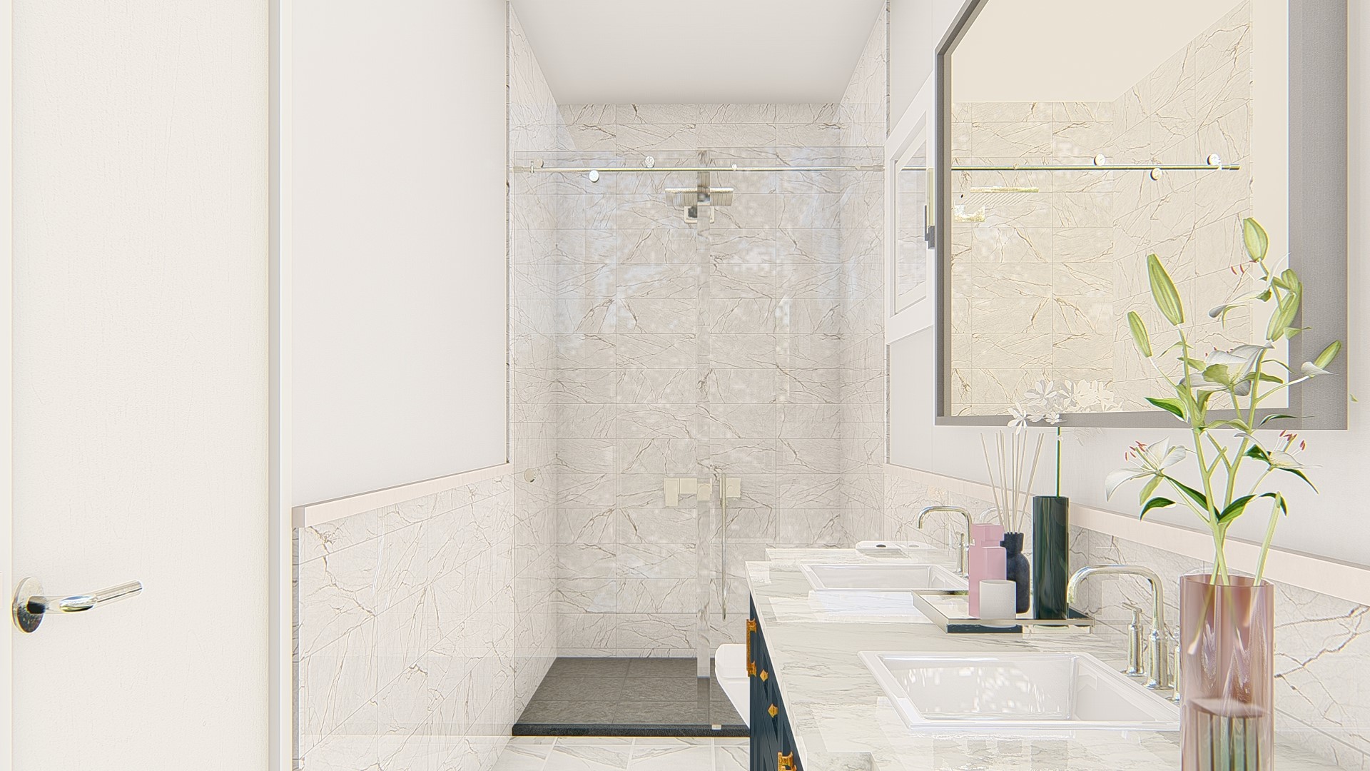 PRIMARY BATH.  This image is a close rendering of the final product