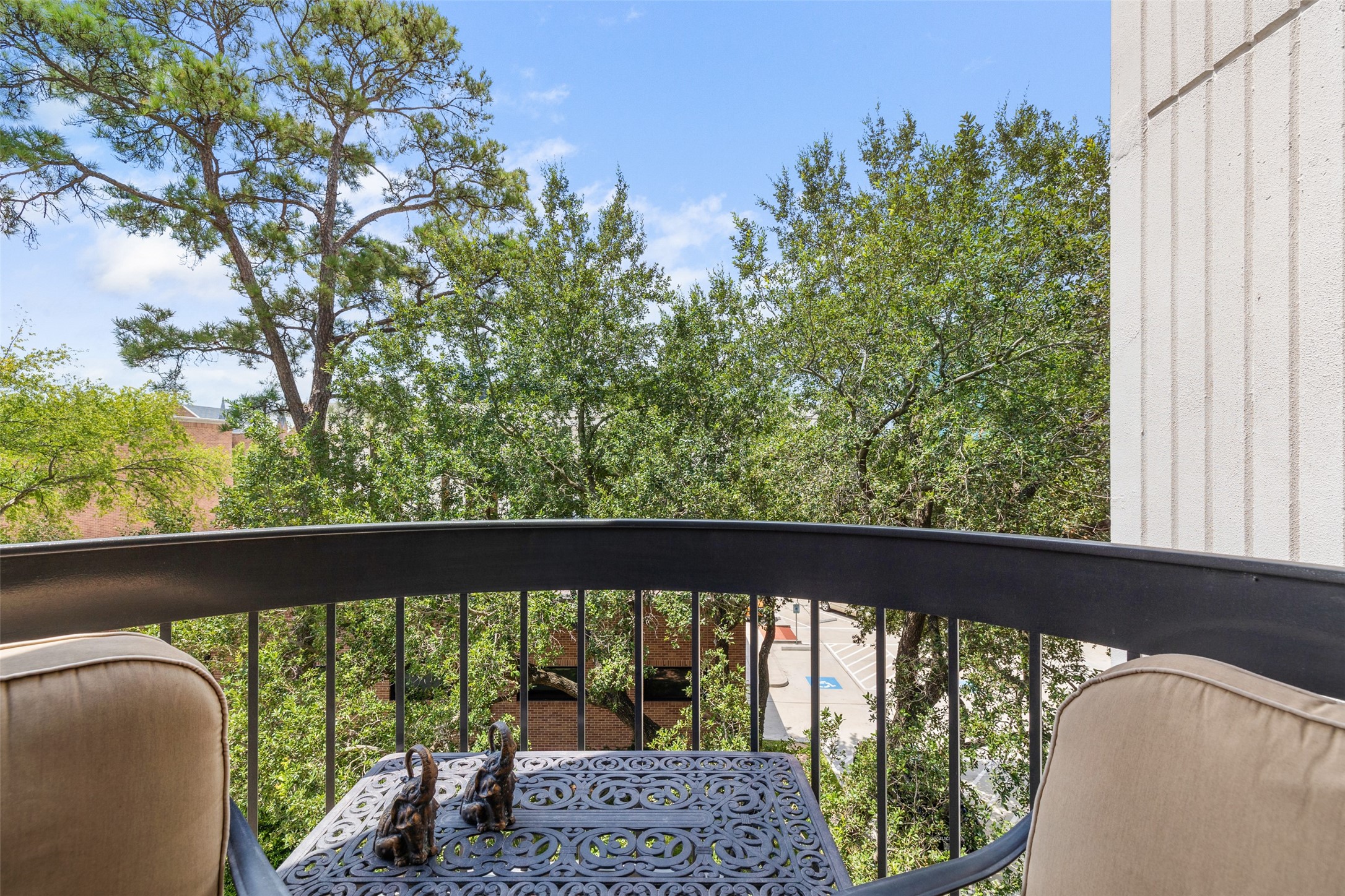 Lush tree top views provide privacy and set the mood for morning coffee or clearing your mind at the end of they day.
