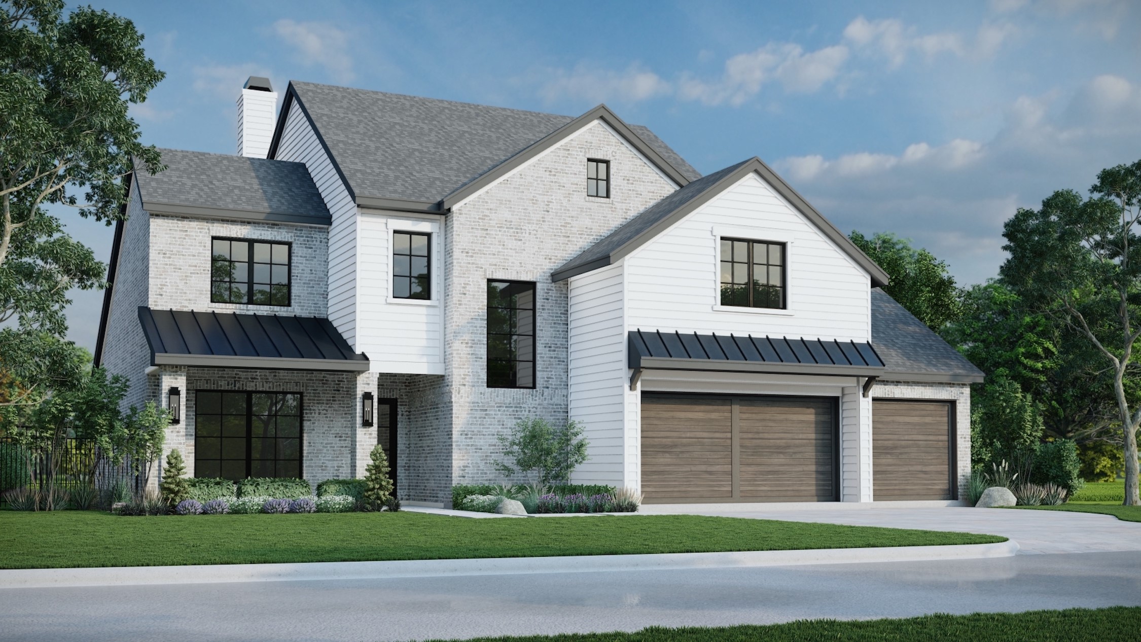 Exquisite custom build by multiple award winning Matt Powers Custom Homes located
on the 8th hole of The Woodlands Country Club Tournament Course. Photo rendering of front exterior.