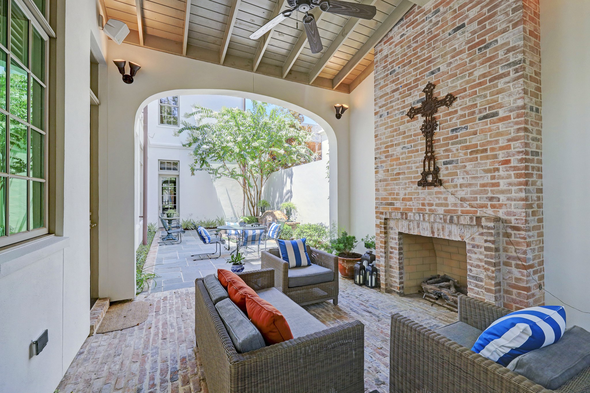 Wonderful covered patio and fireplace with access just off kitchen and family room.