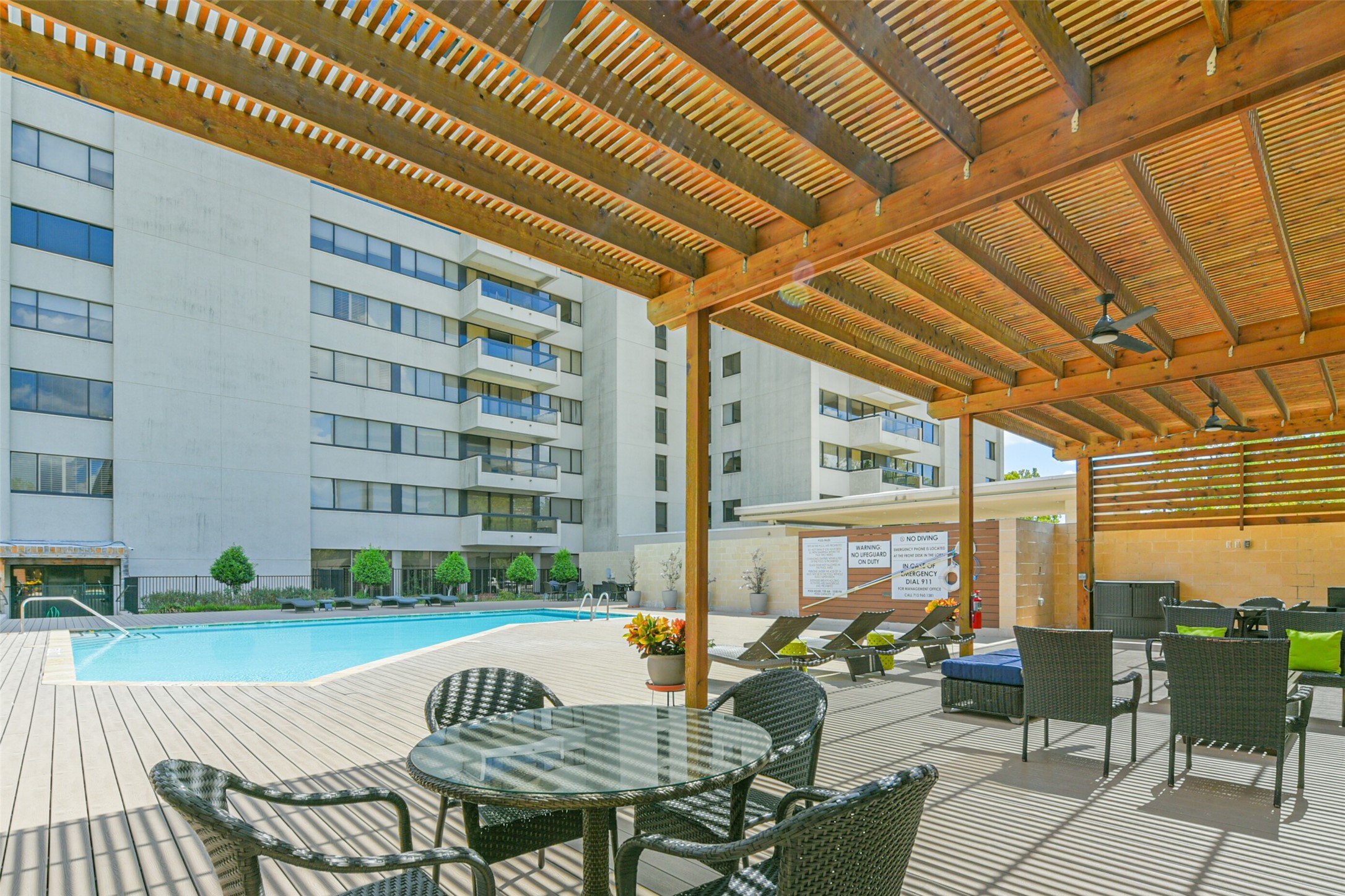 Relax and unwind at the community pool and sun deck also offers covered seating and outdoor dining area equipped with a convenient gas grill.