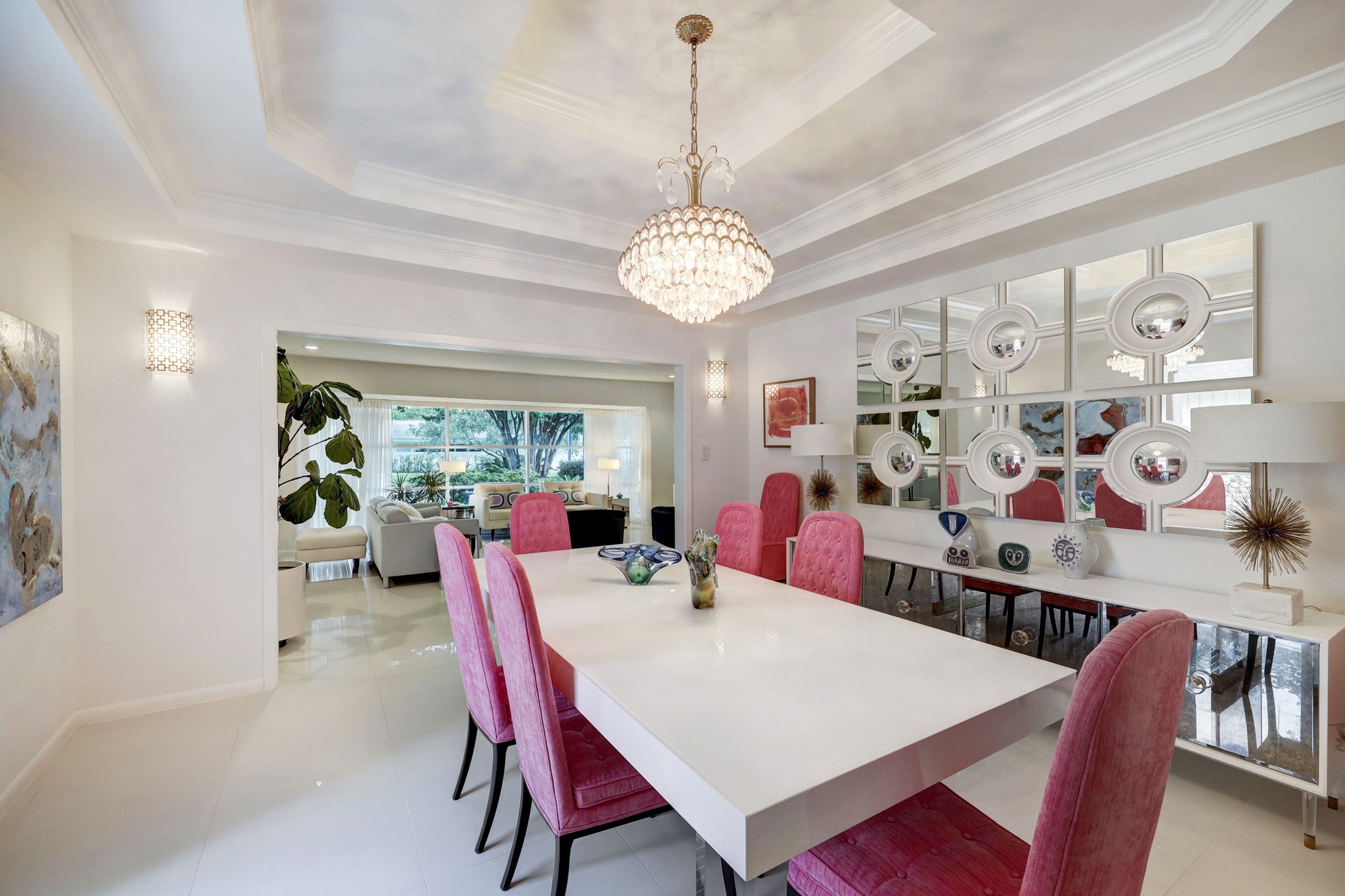 Spacious dining room can accommodate for a large family dining table.