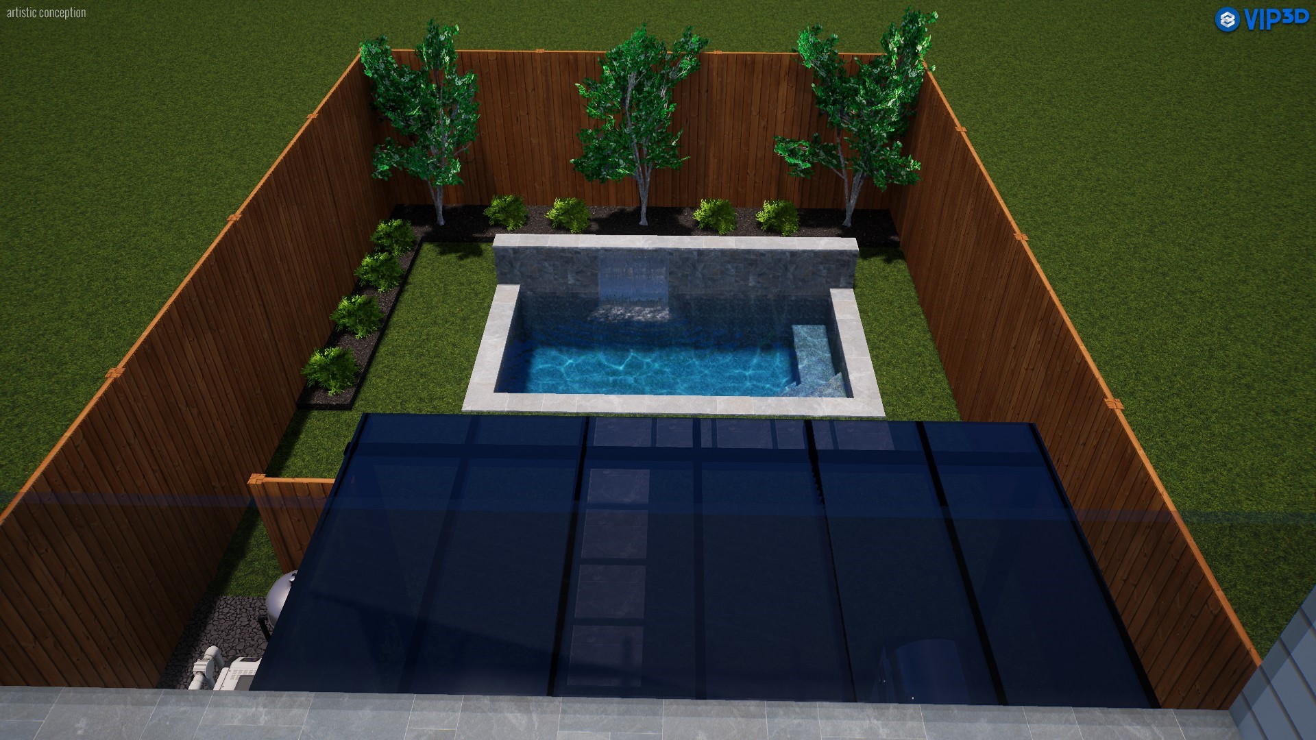 Rendering of the backyard with pool (this is an upgrade and not included in the price).