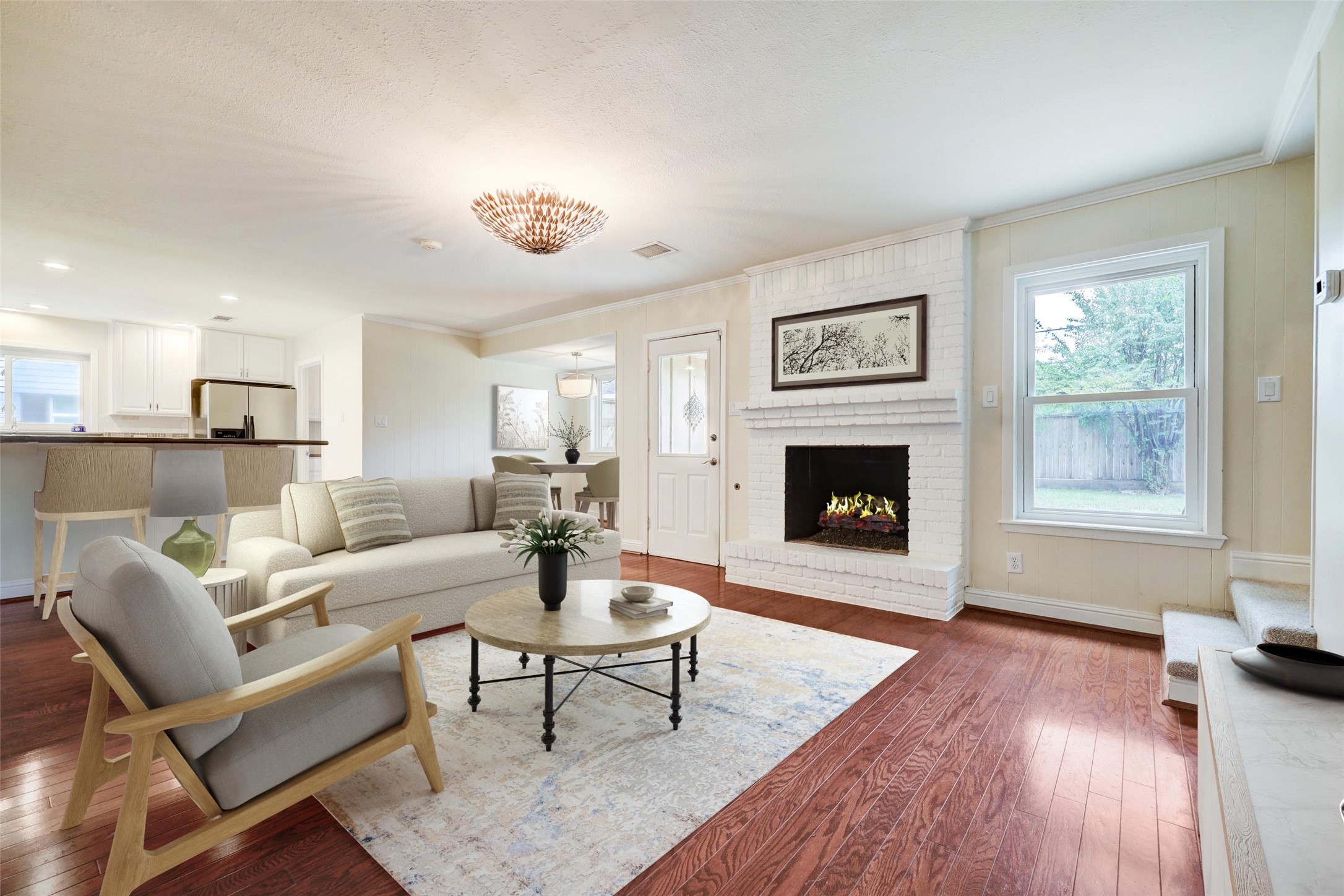Virtually staged. The Family Room is a comfortable space complete with a gas log fireplace.