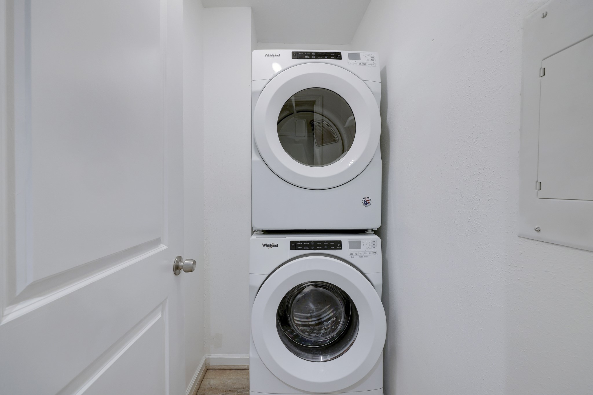 Re-designed and plumbed for full size washer and dryer and lots of room for storage and closet space