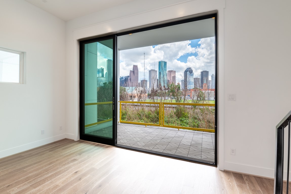 epic downtown views from living area with 10ft glass sliding doors