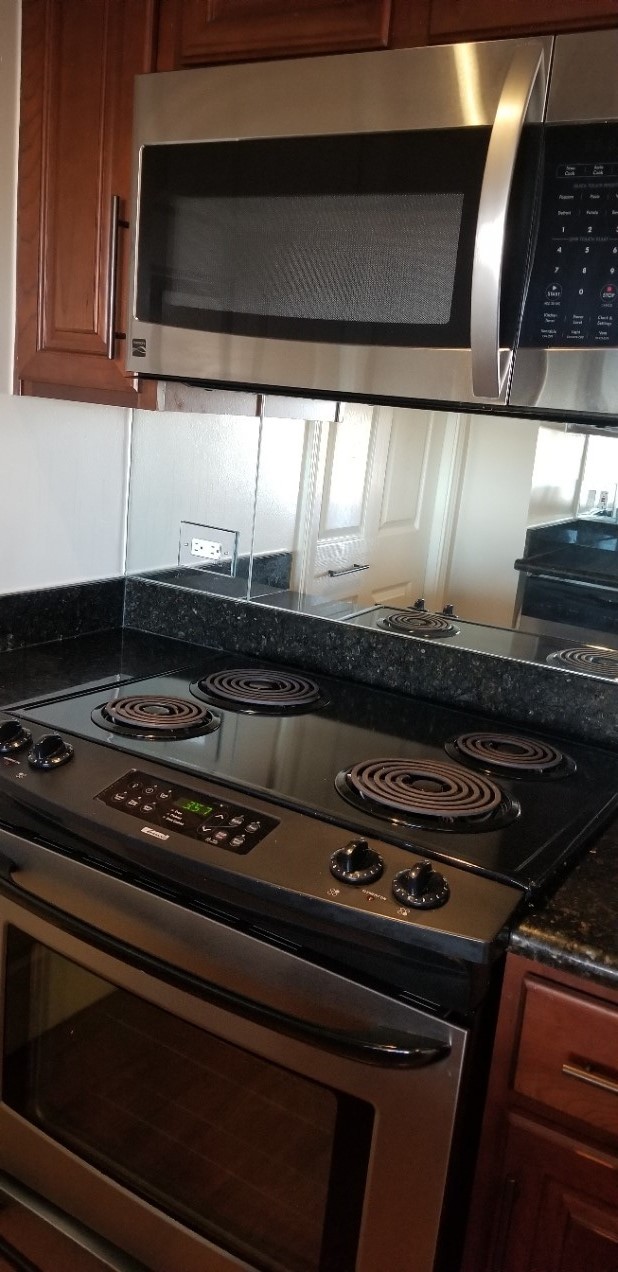 Electric range and stainless steel microwave