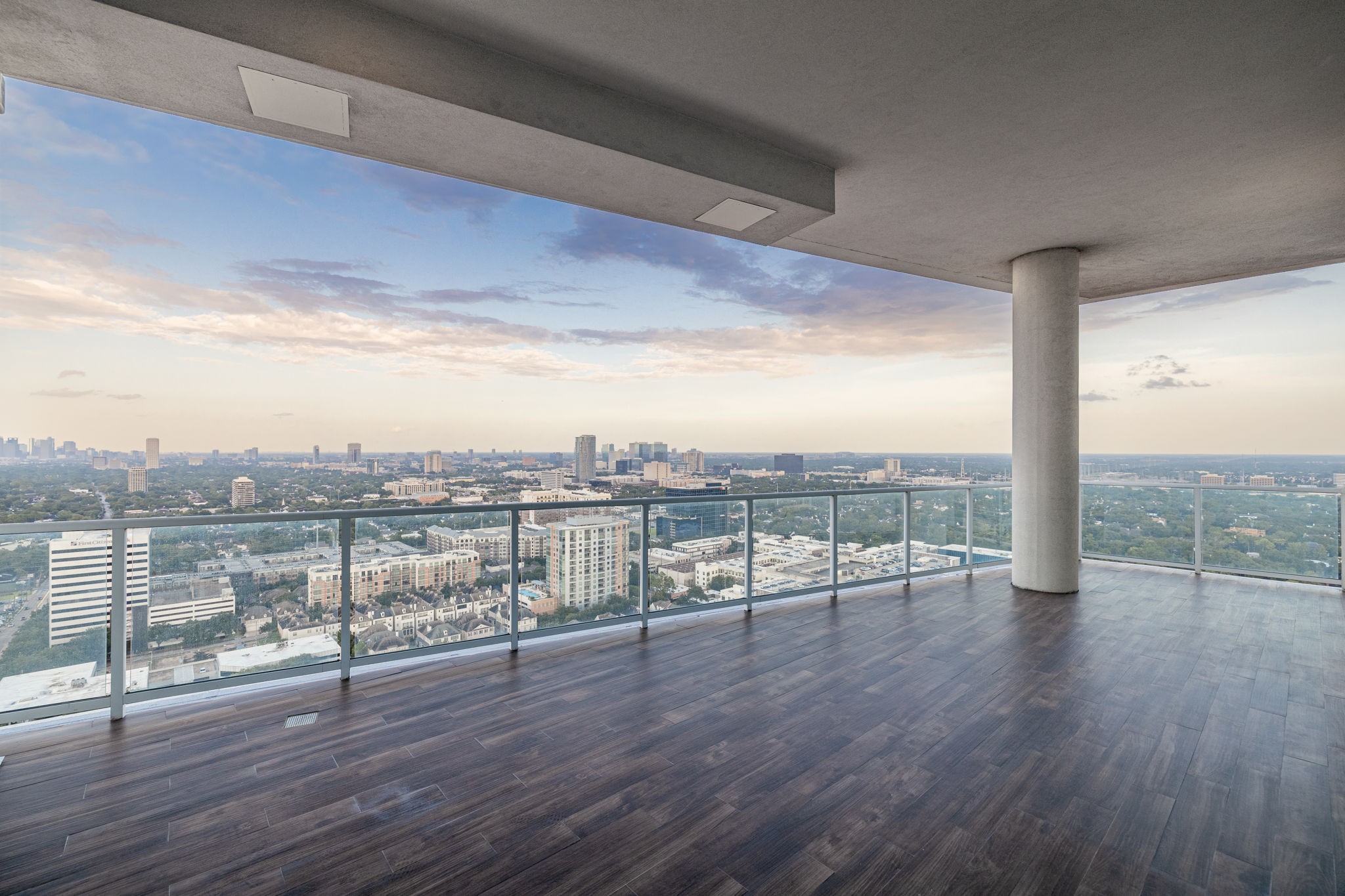Welcome to your outdoor balcony with breathtaking Houston views.