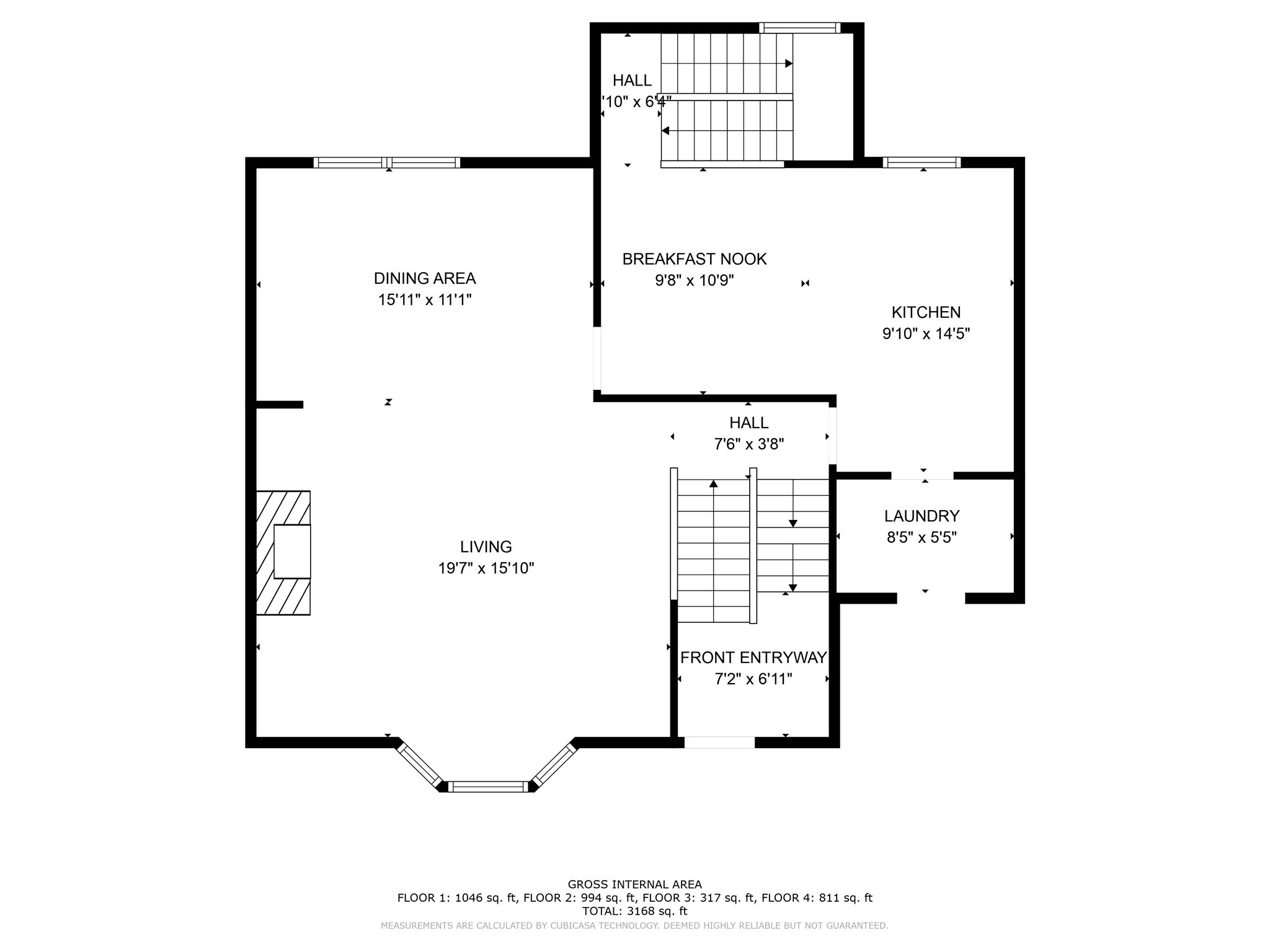 Main floor with living room, dining room, kitchen and laundry/pantry