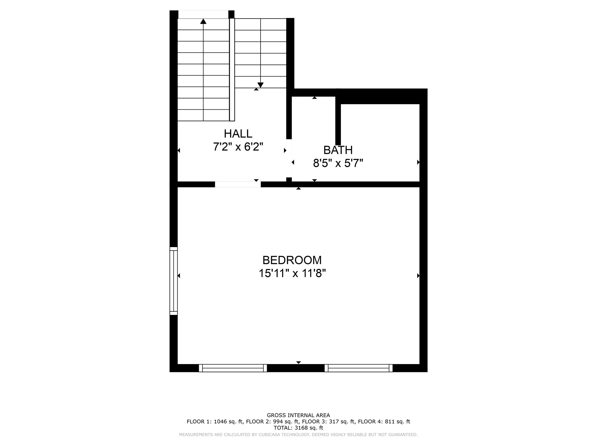 Mid level with bedroom & full bath