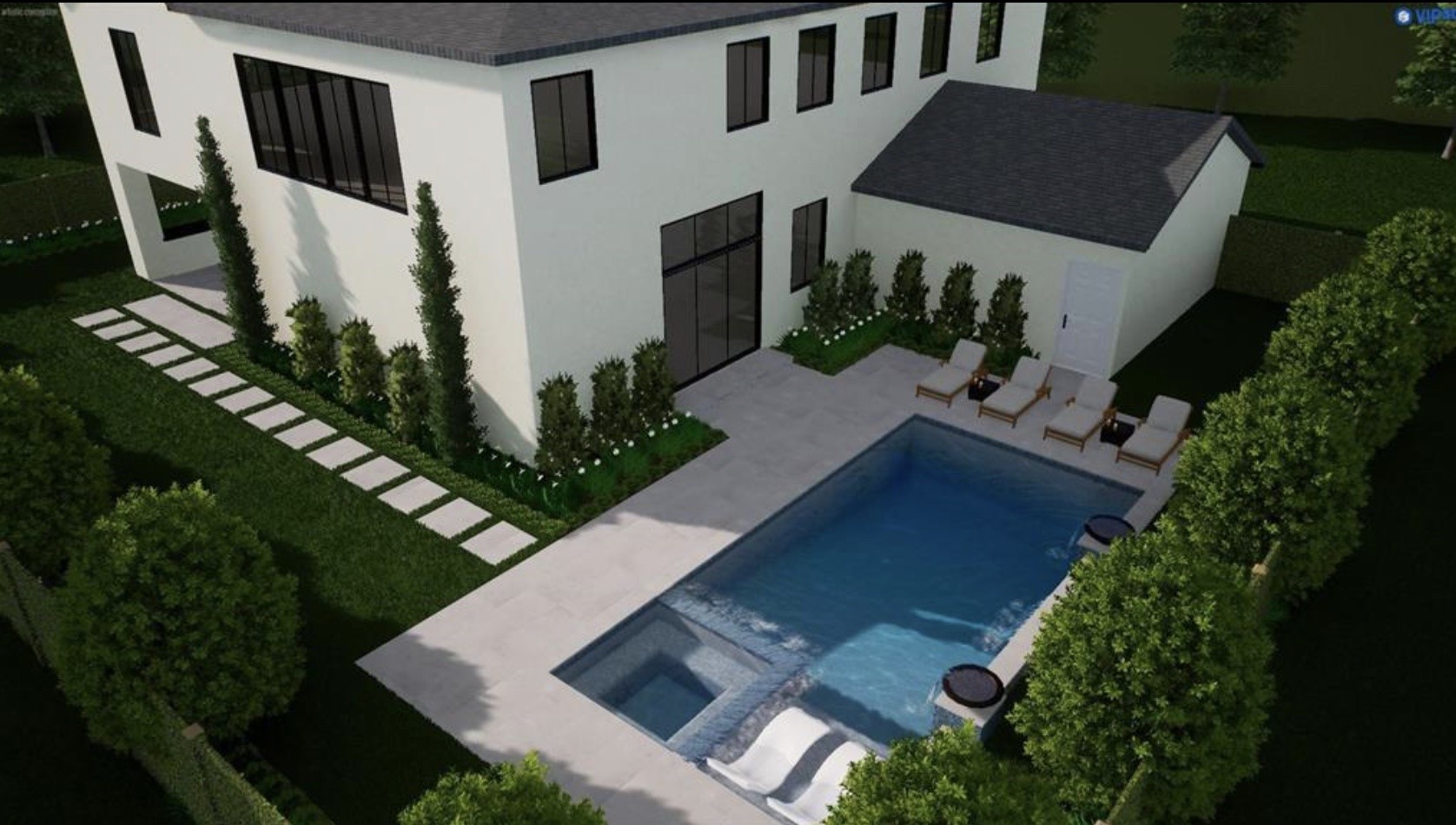 This expansive space not only invites relaxation but also provides ample room for the addition of a substantial pool. Enjoy the freedom to customize and create your own outdoor oasis, turning this backyard into a perfect retreat for both leisure and lively gatherings.