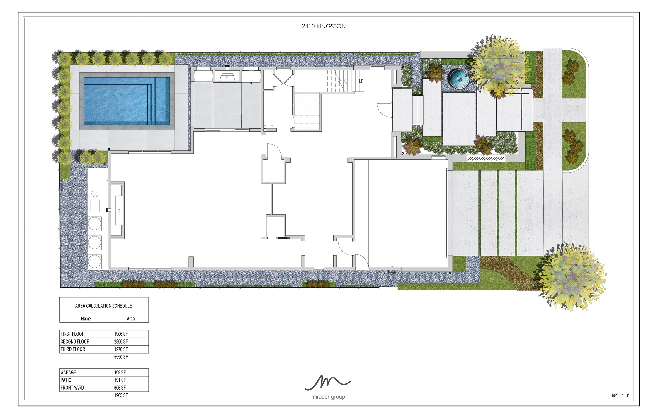 Exterior Plan w/ Pool Rendering. Pool is not installed or included
