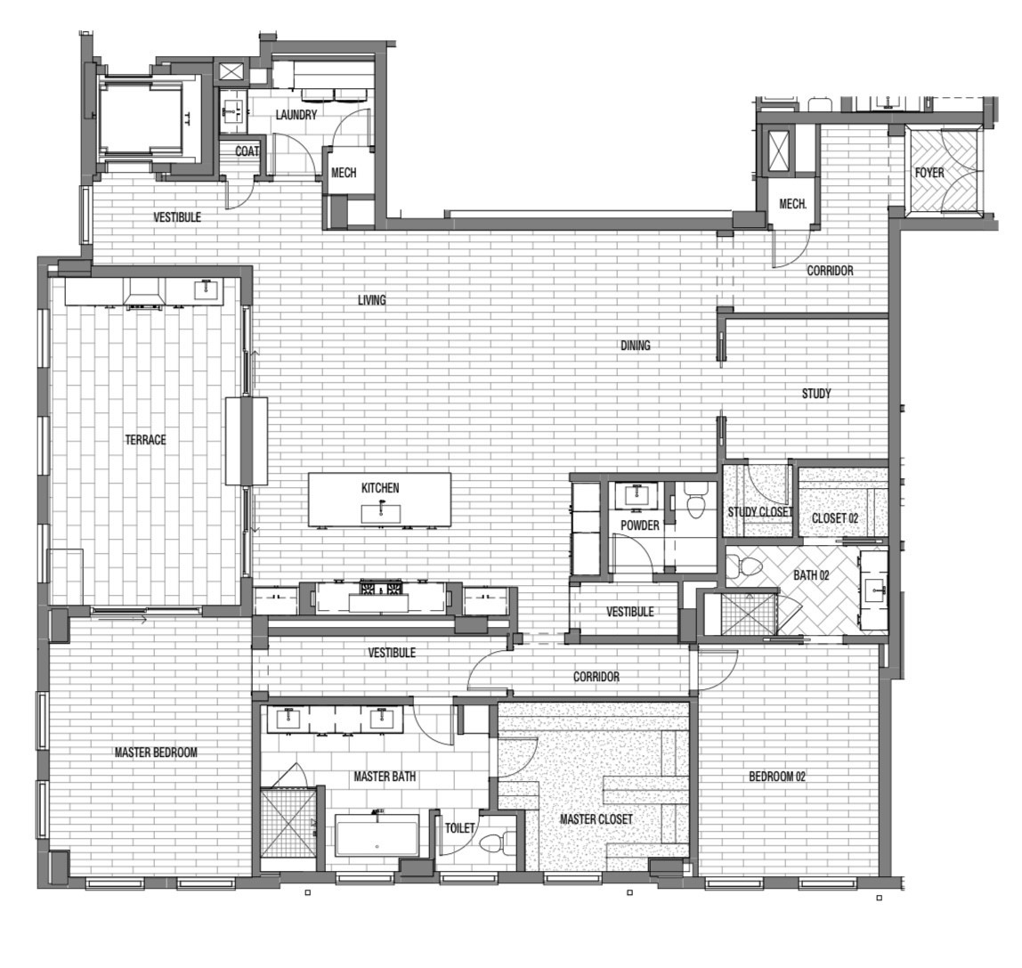 Monroe Floorplan (shows special flooring)