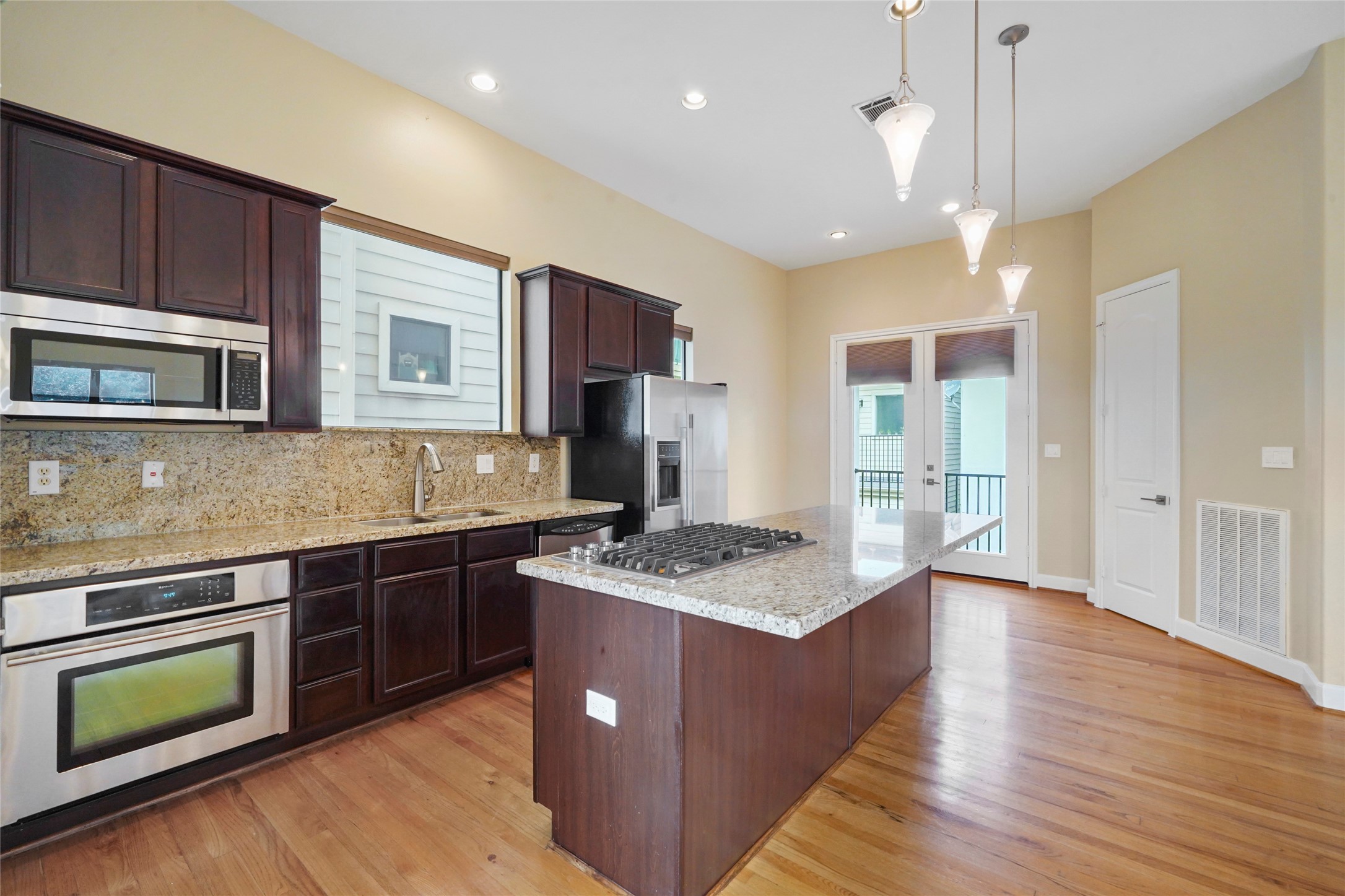 Kitchen with all high end stainless steel appliances.