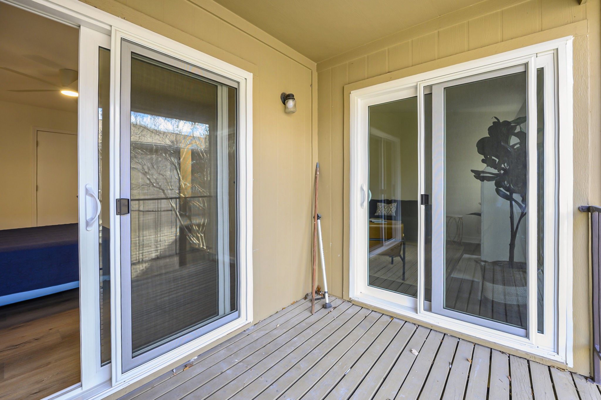 Closer look and beautiful updated energy efficient glass sliding doors.