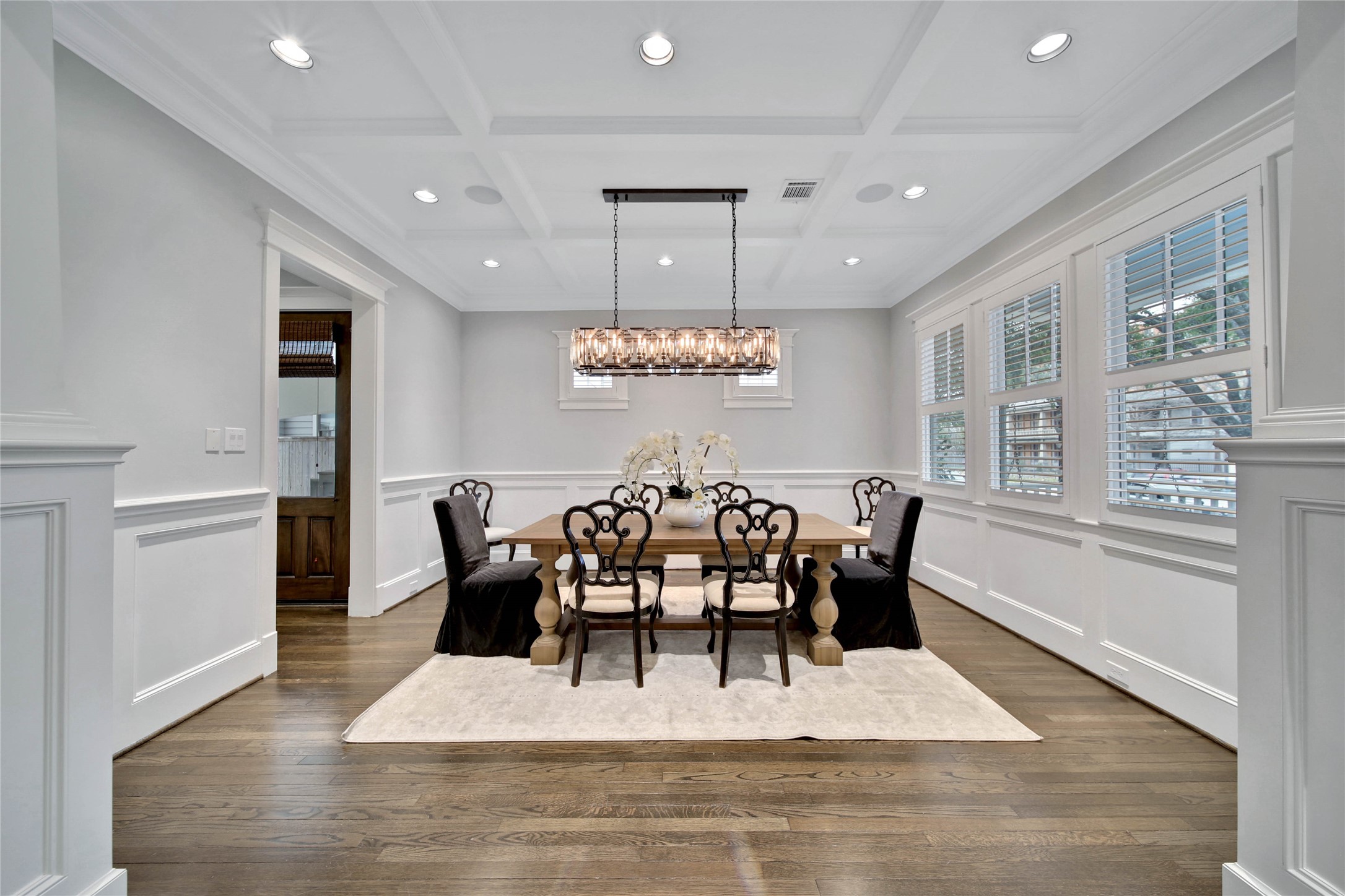 This elegant dining room is the perfect space for entertaining and enjoying meals together.