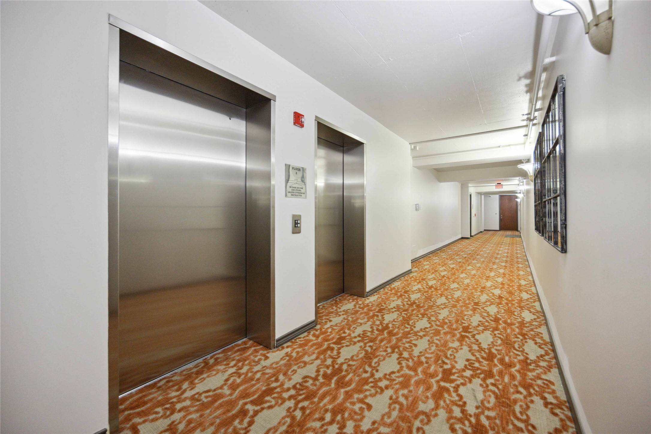 Hallway with elevators